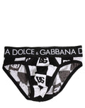 Dolce & Gabbana Black White Logo Checkered Midi Brief Underwear