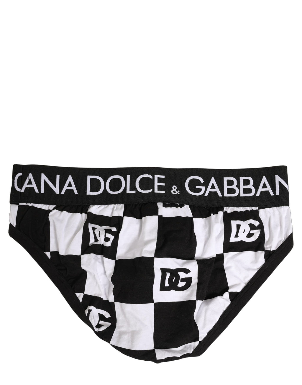 Dolce & Gabbana Black White Logo Checkered Midi Brief Underwear