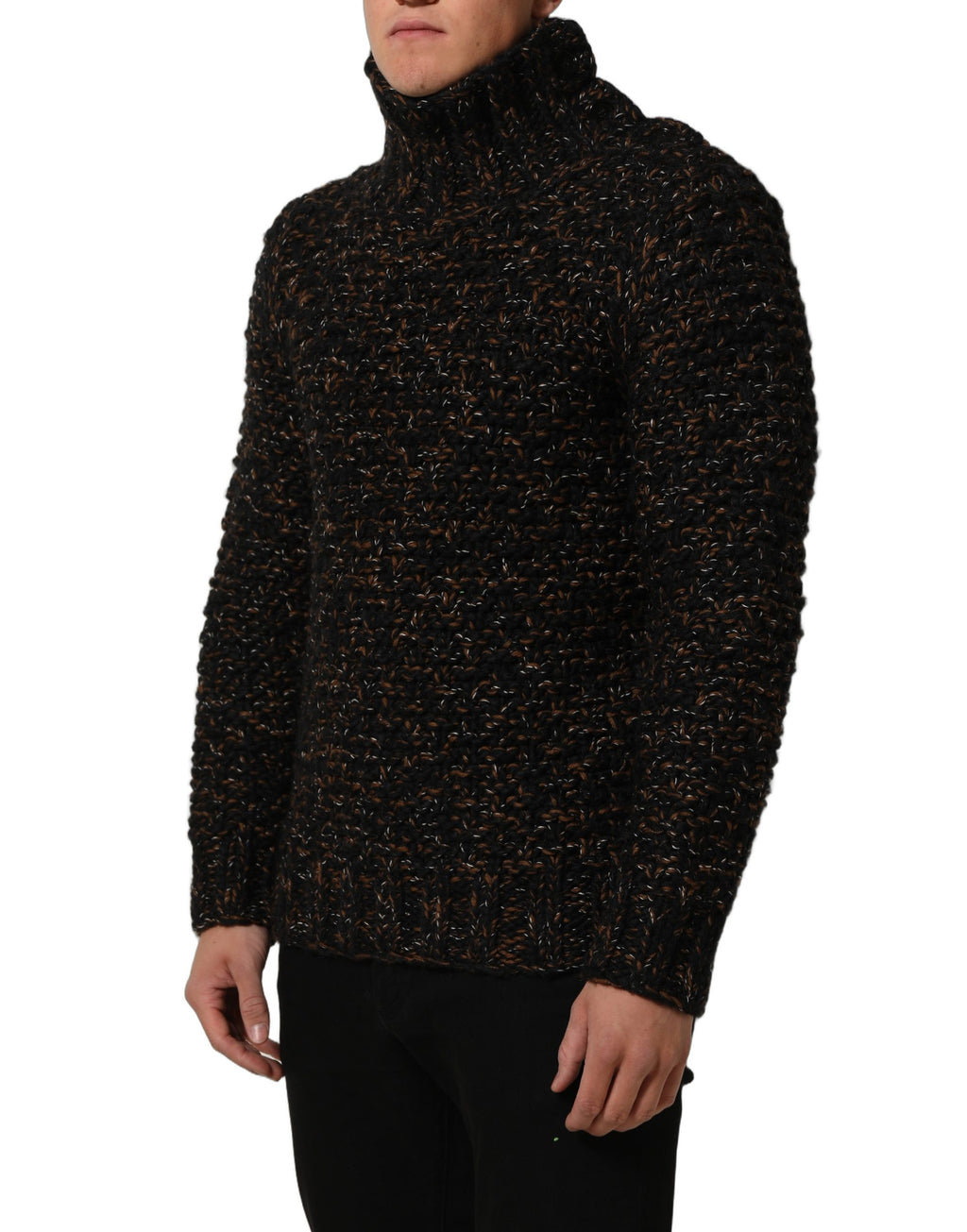Dolce & Gabbana Brown Wool Knit Turtleneck Pullover Sweater