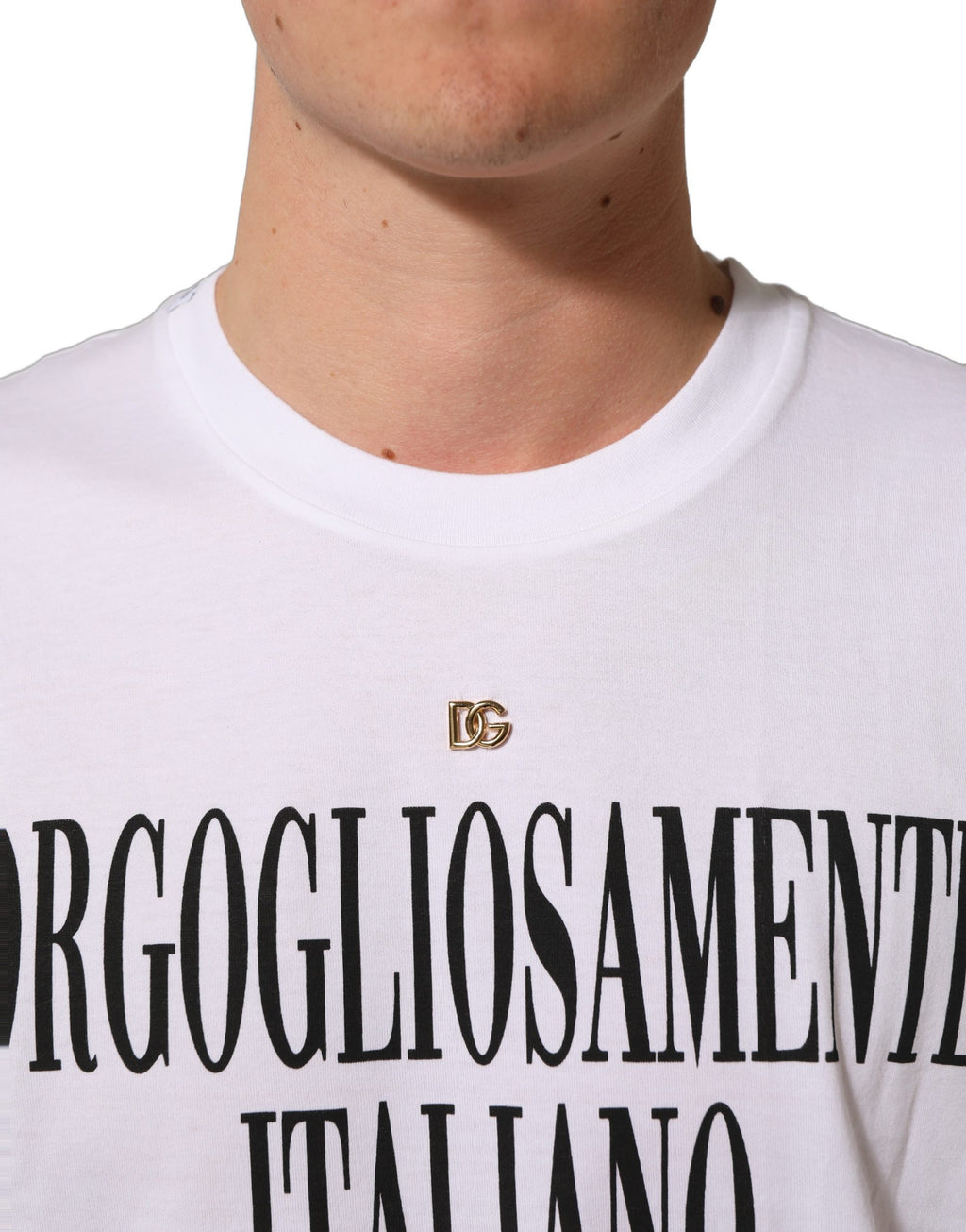 Dolce & Gabbana White Logo Round Neck Short Sleeves T-shirt