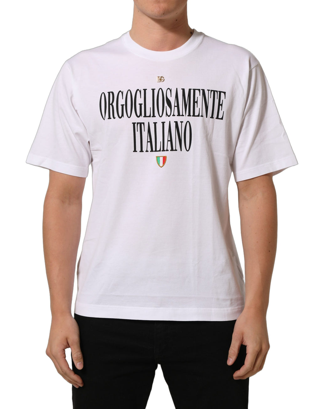 Dolce & Gabbana White Logo Round Neck Short Sleeves T-shirt