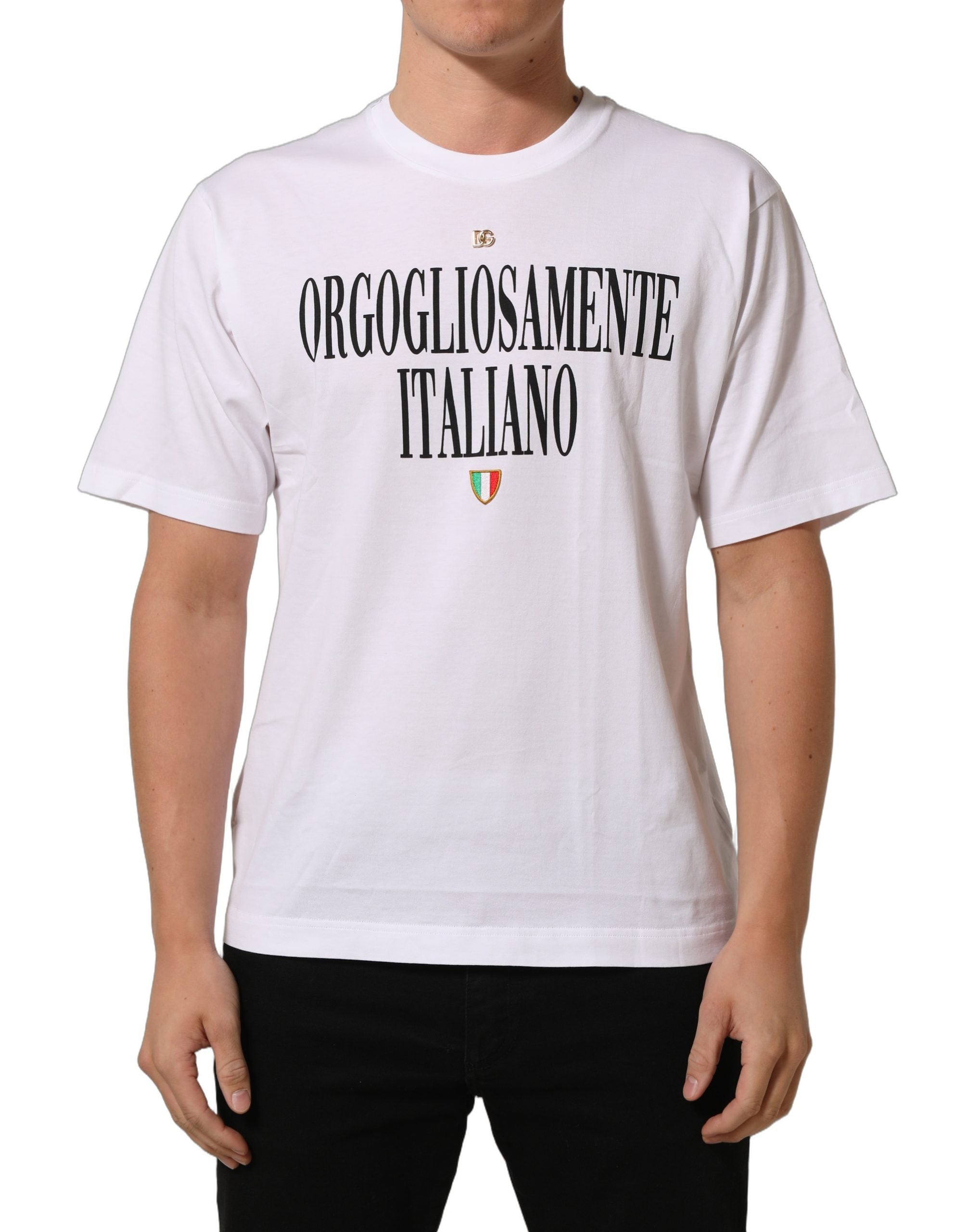 Dolce & Gabbana White Logo Round Neck Short Sleeves T-shirt