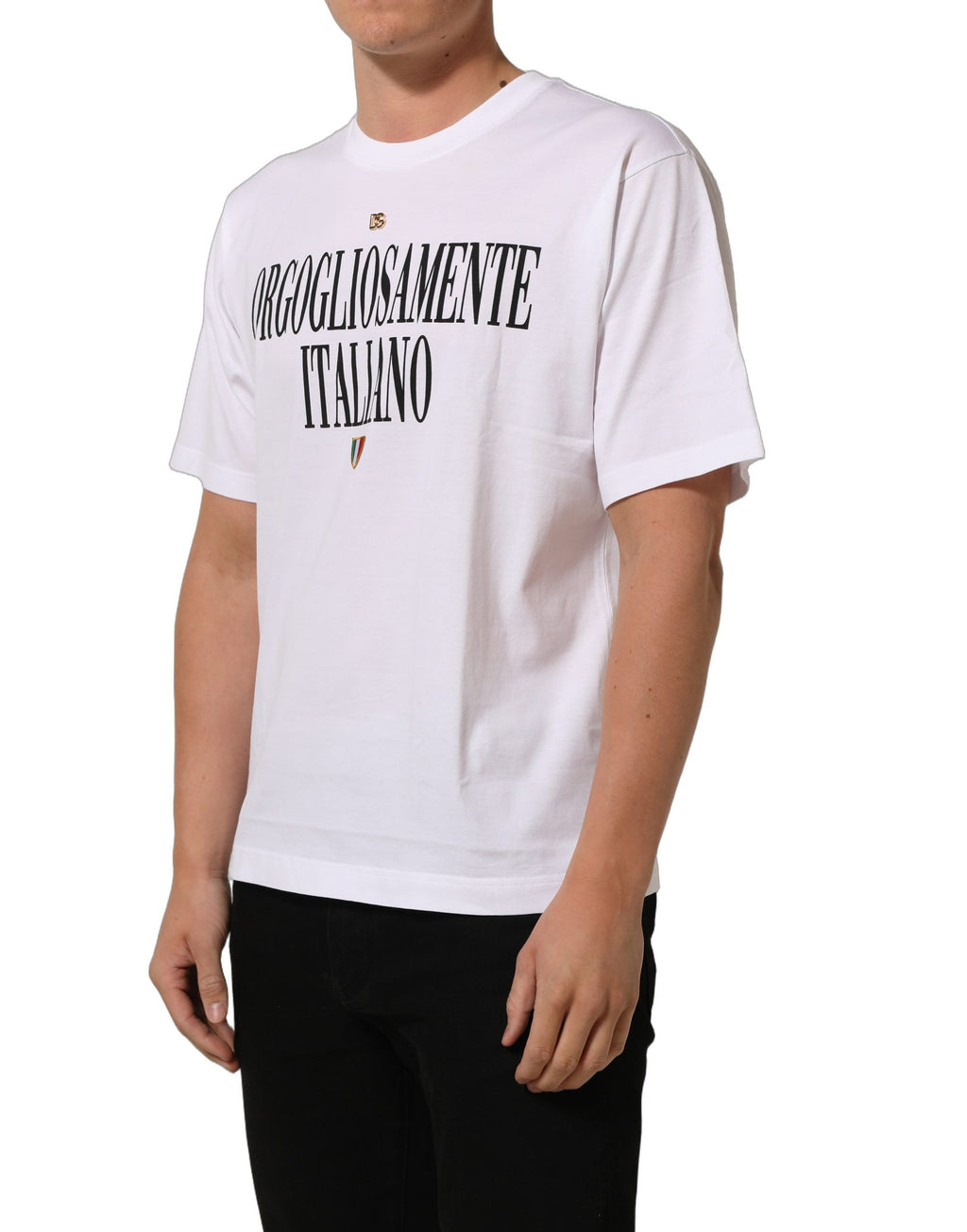Dolce & Gabbana White Logo Round Neck Short Sleeves T-shirt