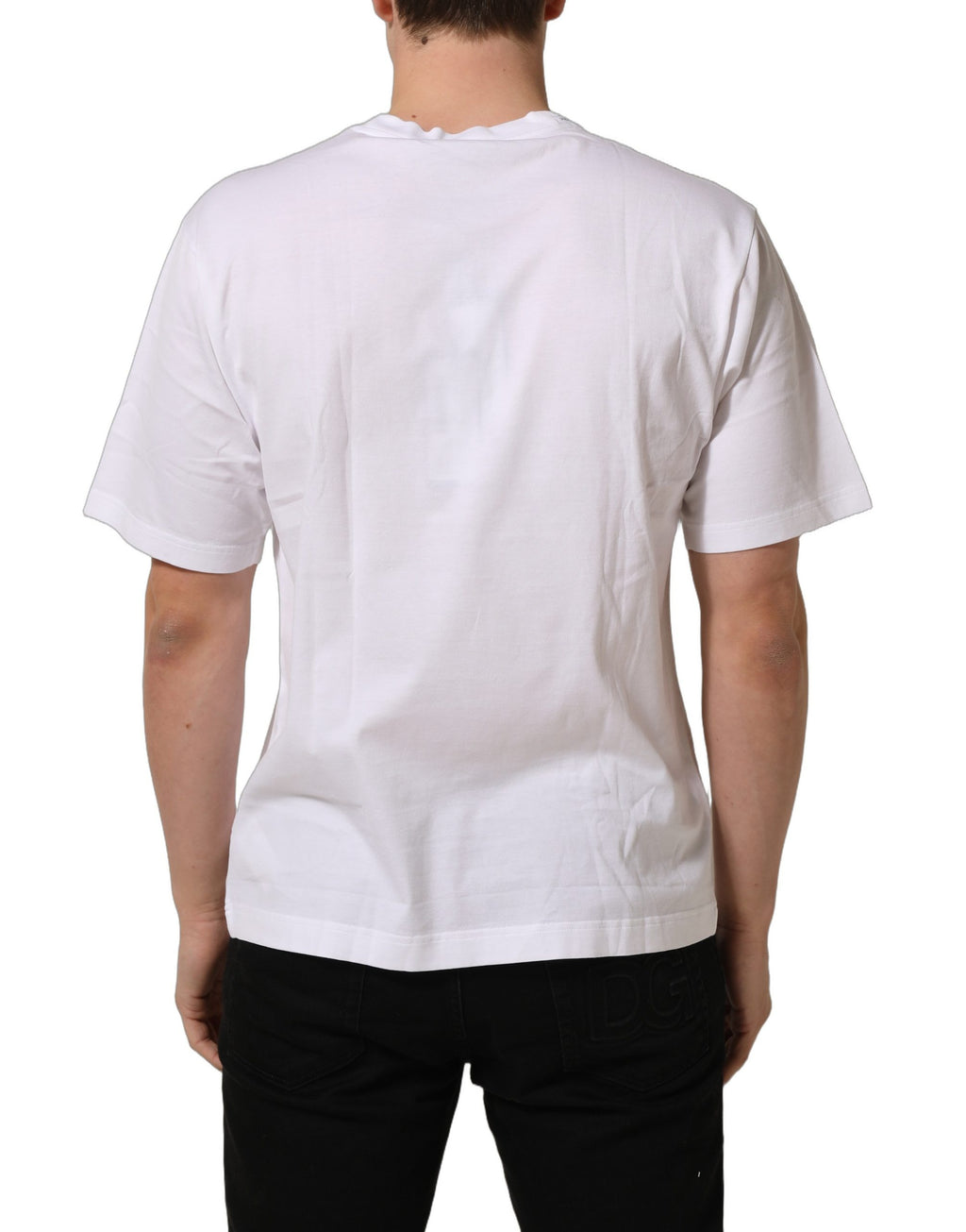 Dolce & Gabbana White Logo Round Neck Short Sleeves T-shirt