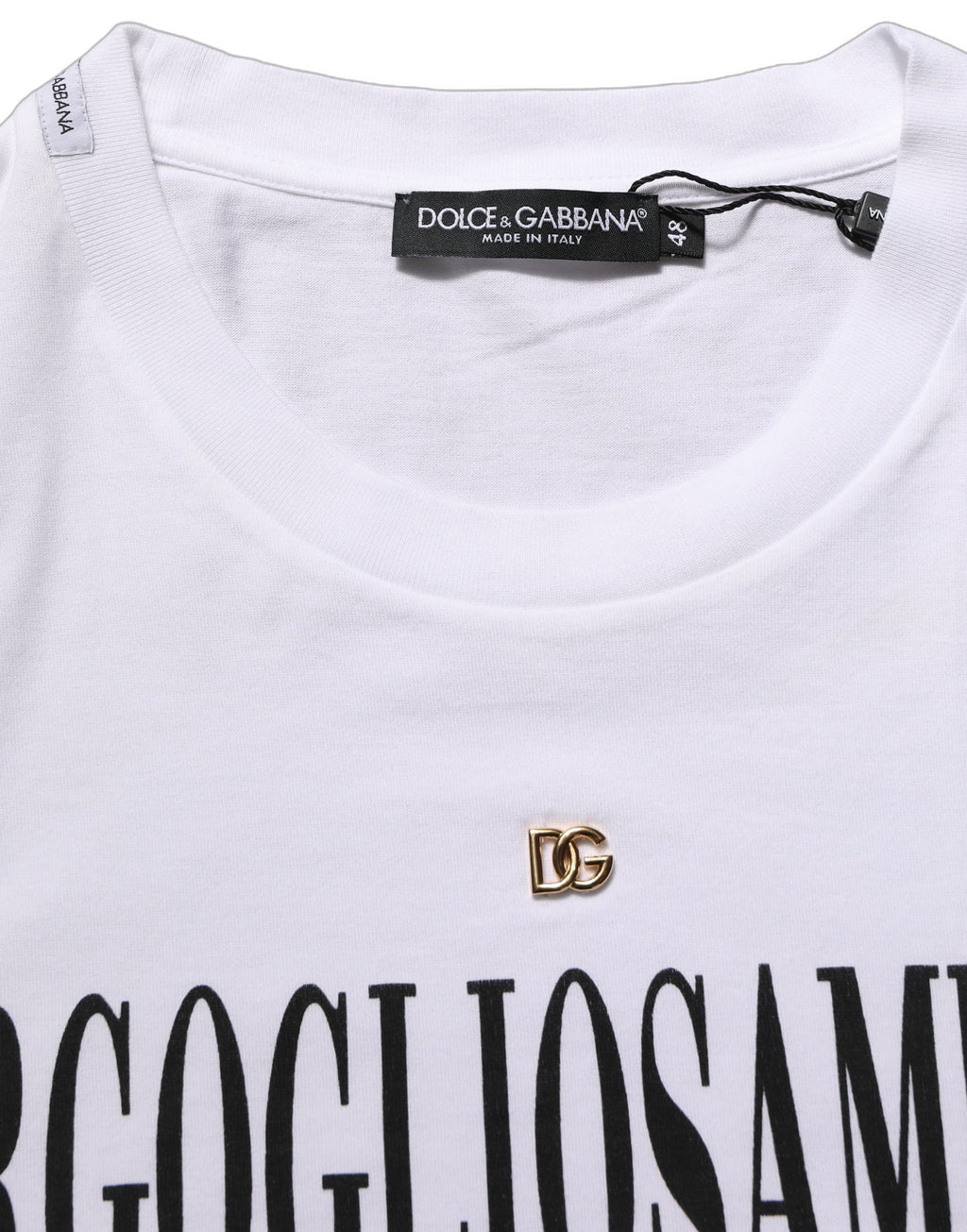 Dolce & Gabbana White Logo Round Neck Short Sleeves T-shirt