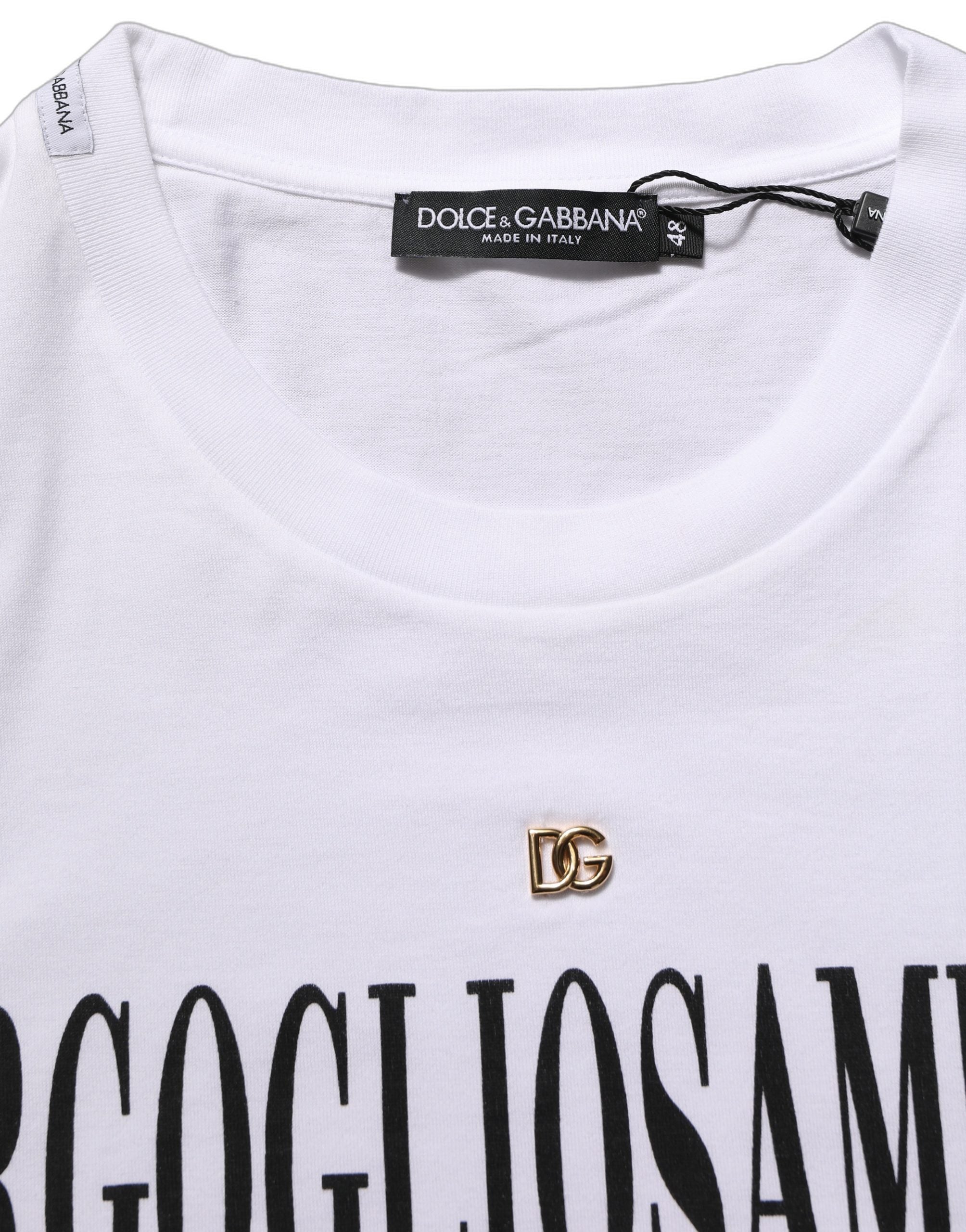 Dolce & Gabbana White Logo Round Neck Short Sleeves T-shirt