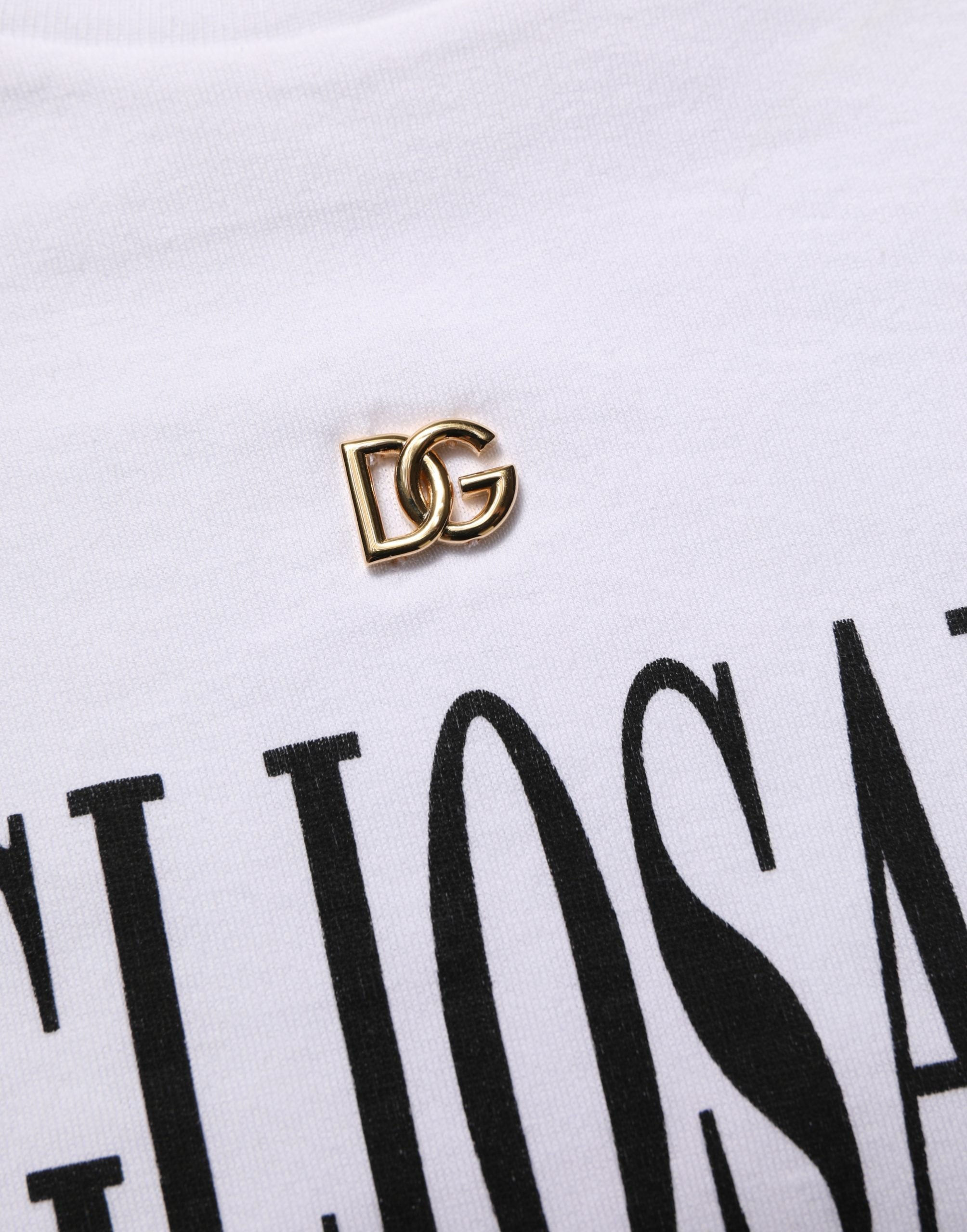 Dolce & Gabbana White Logo Round Neck Short Sleeves T-shirt