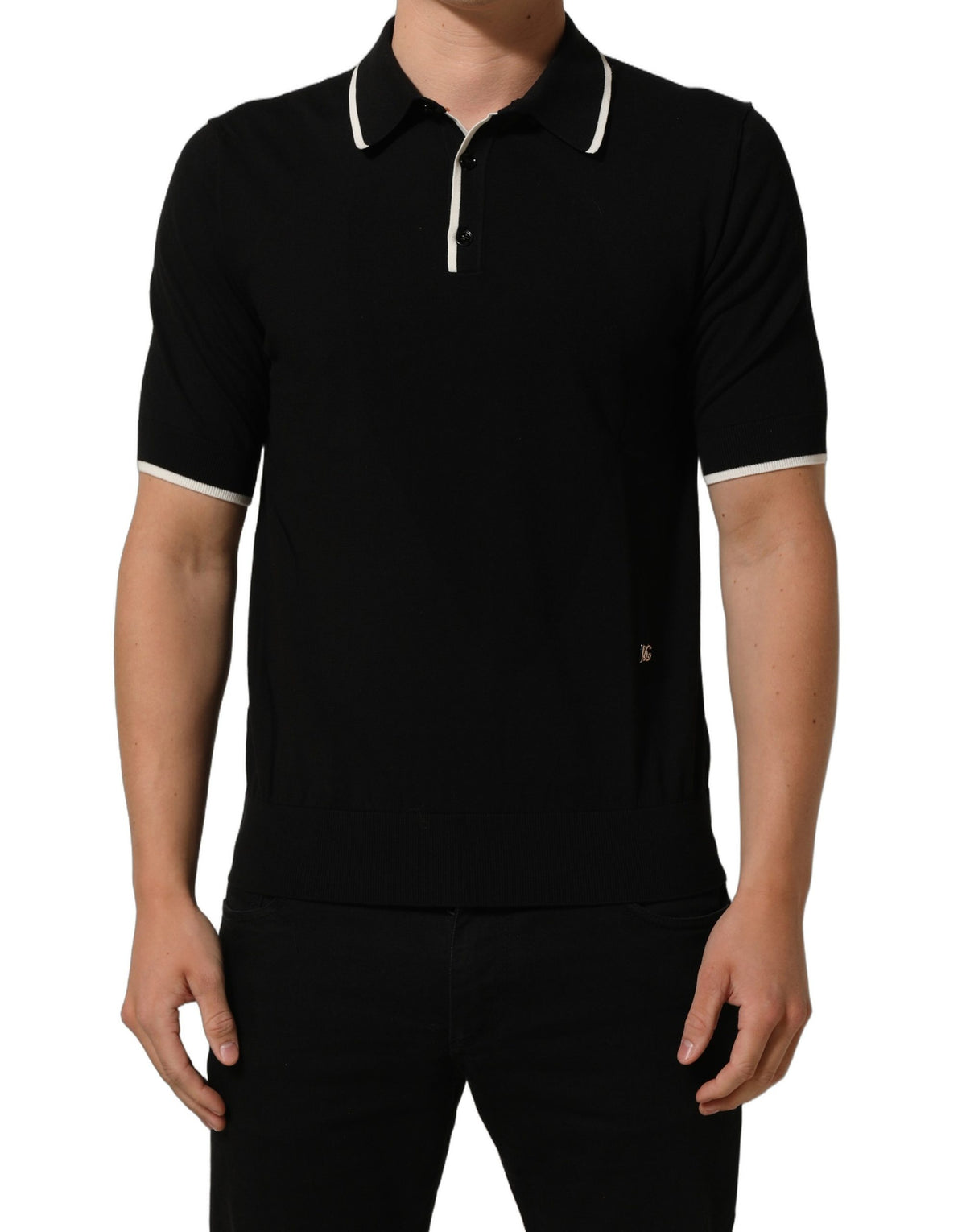 Dolce & Gabbana Black Cotton Collared Short Sleeves Men Polo T-shirt