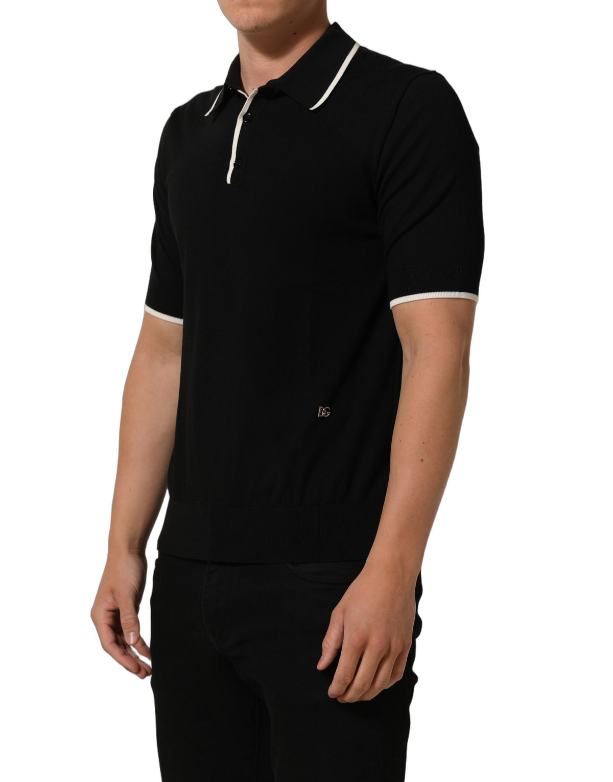 Dolce & Gabbana Black Cotton Collared Short Sleeves Men Polo T-shirt