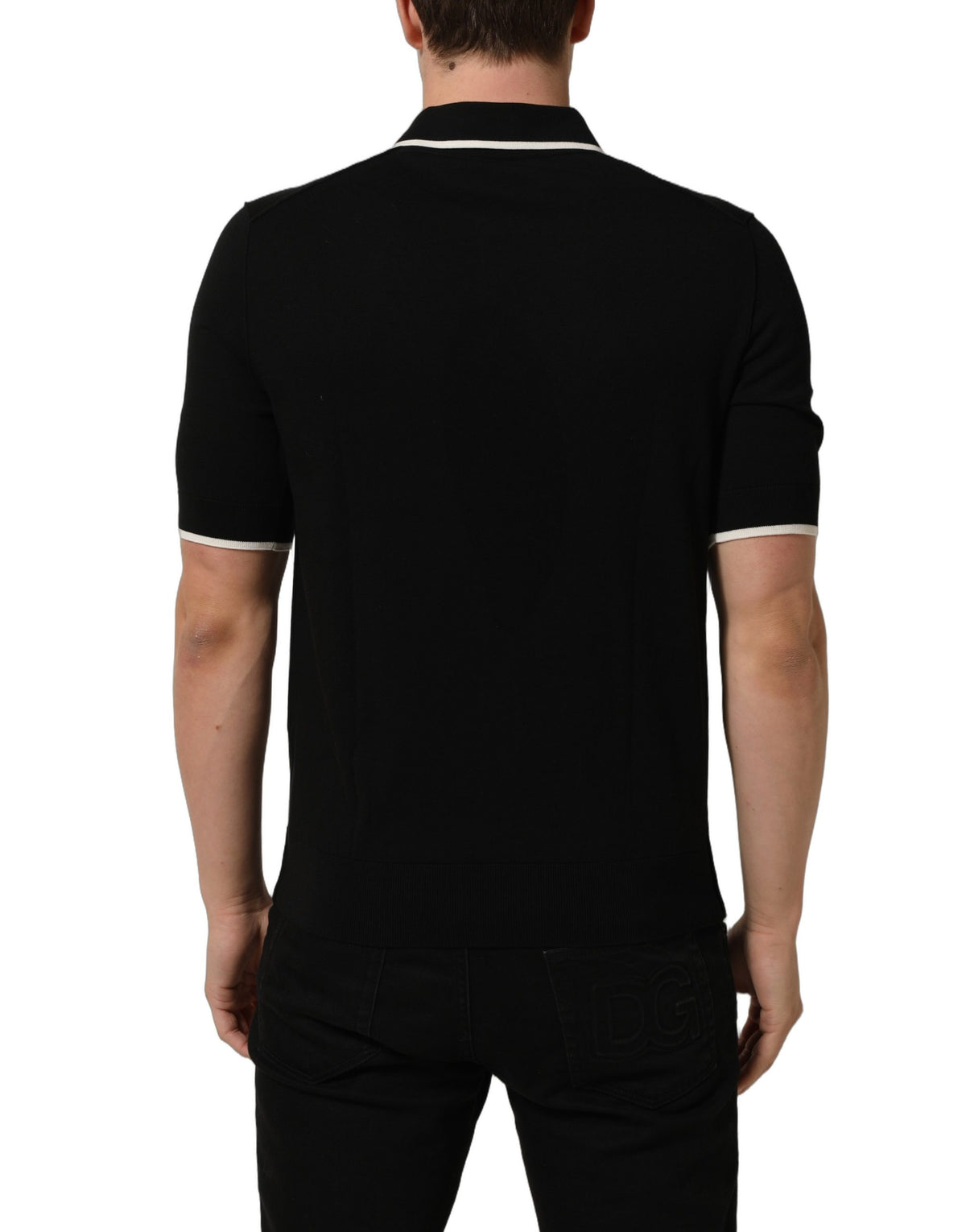 Dolce & Gabbana Black Cotton Collared Short Sleeves Men Polo T-shirt