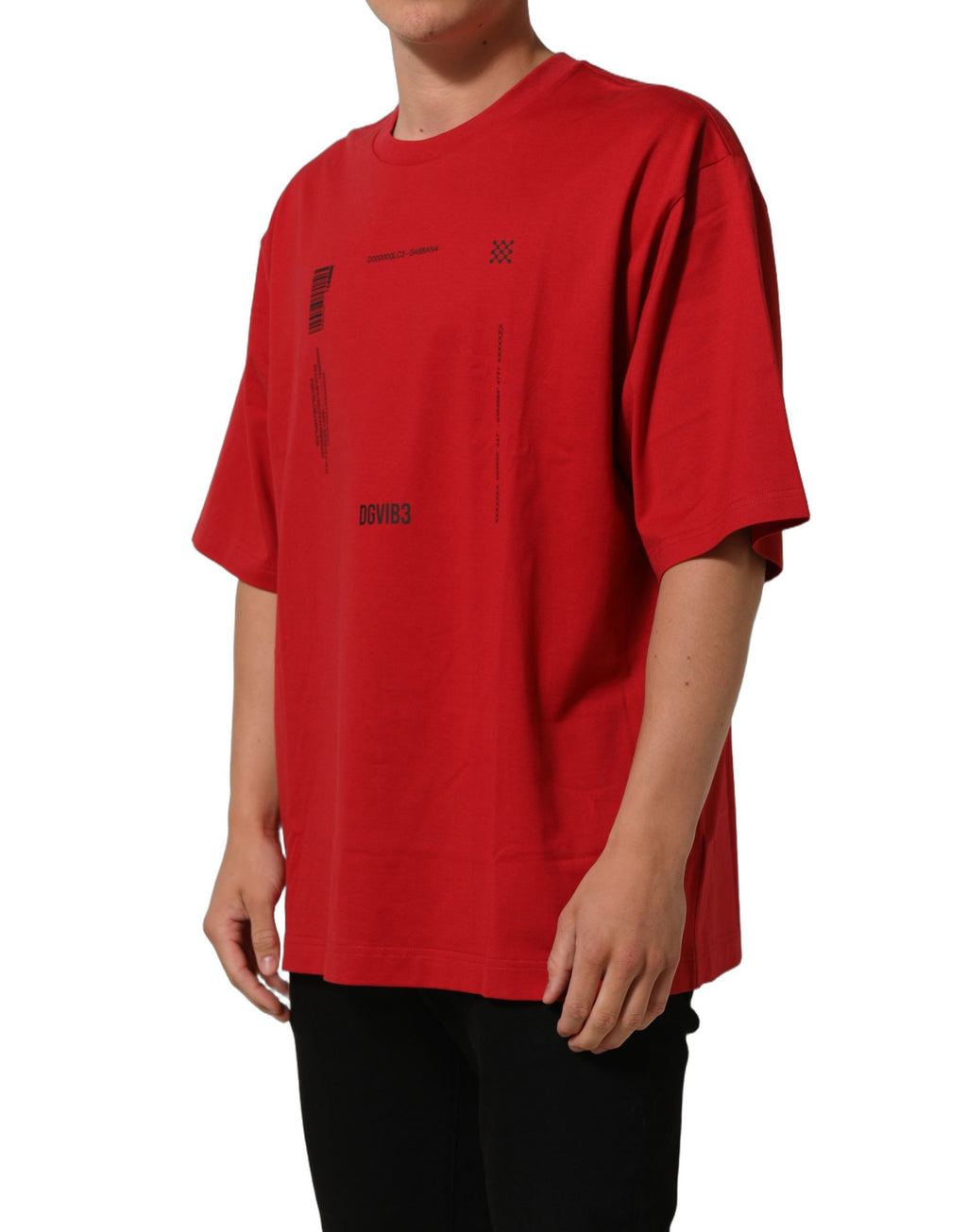 Dolce & Gabbana Red Cotton Graphic Print Crew Neck T-shirt