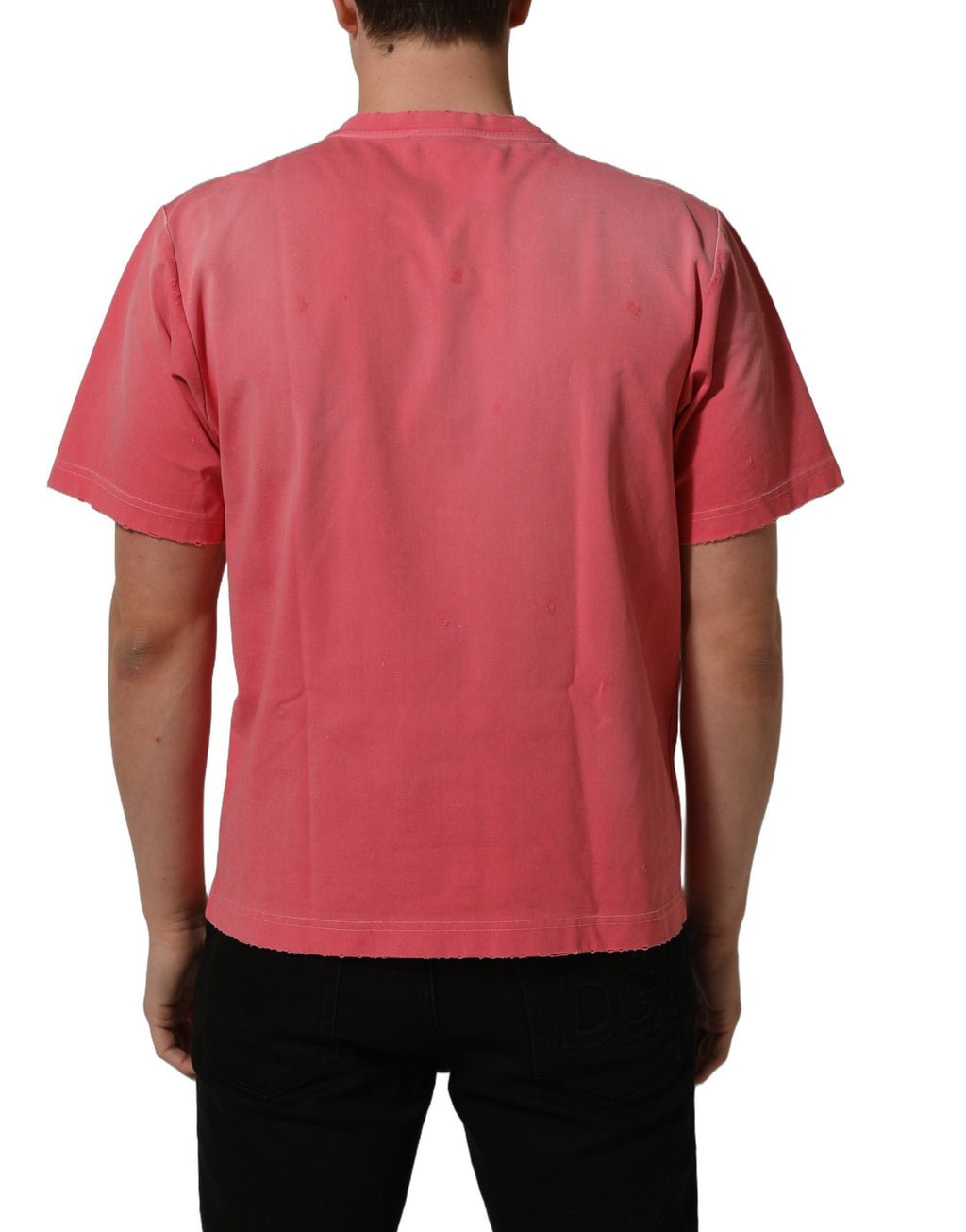 Dolce & Gabbana Pink Re-Edition Distressed Crew Neck T-shirt
