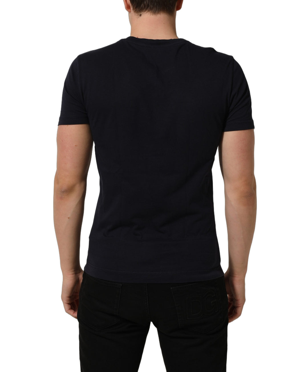 Dolce & Gabbana Black Cotton Short Sleeves Crew Neck T-shirt