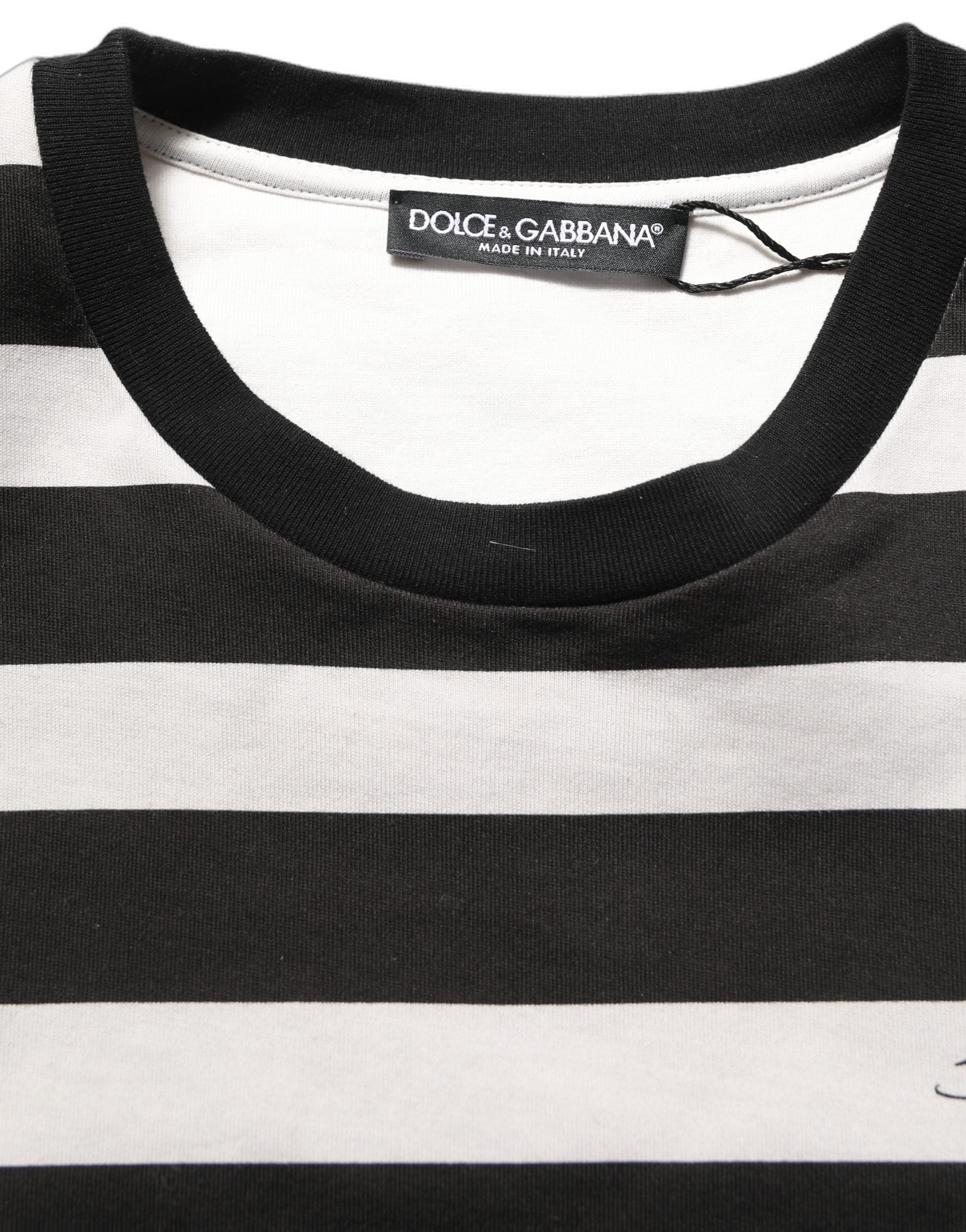 Dolce & Gabbana Black White Stripes Cotton Sleeveless T-shirt