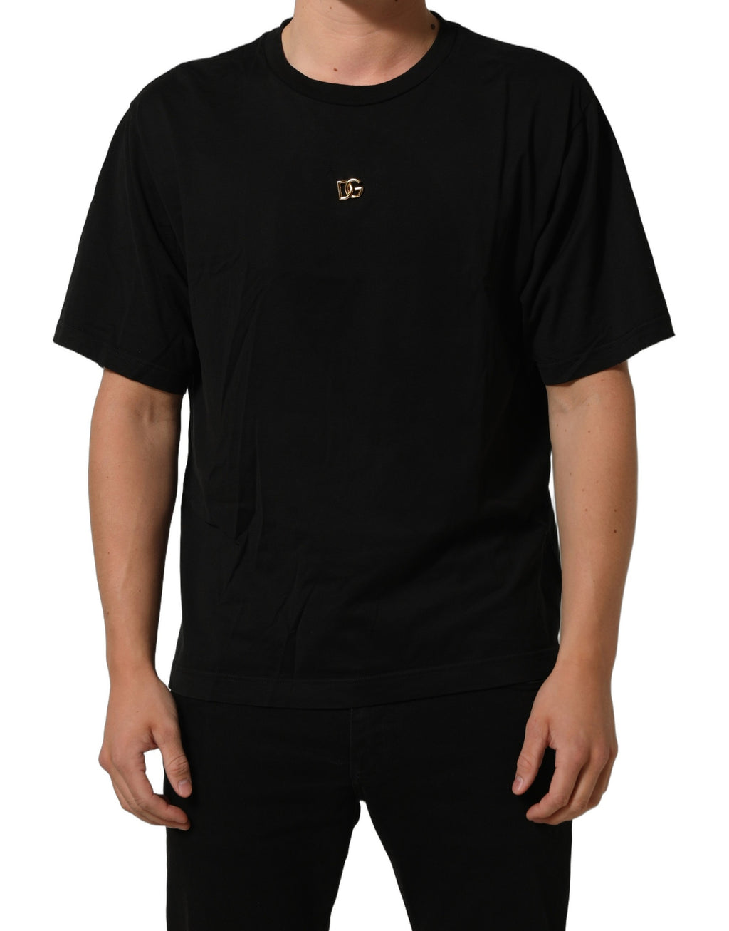 Dolce & Gabbana Black Metal DG Logo Short Sleeves T-shirt