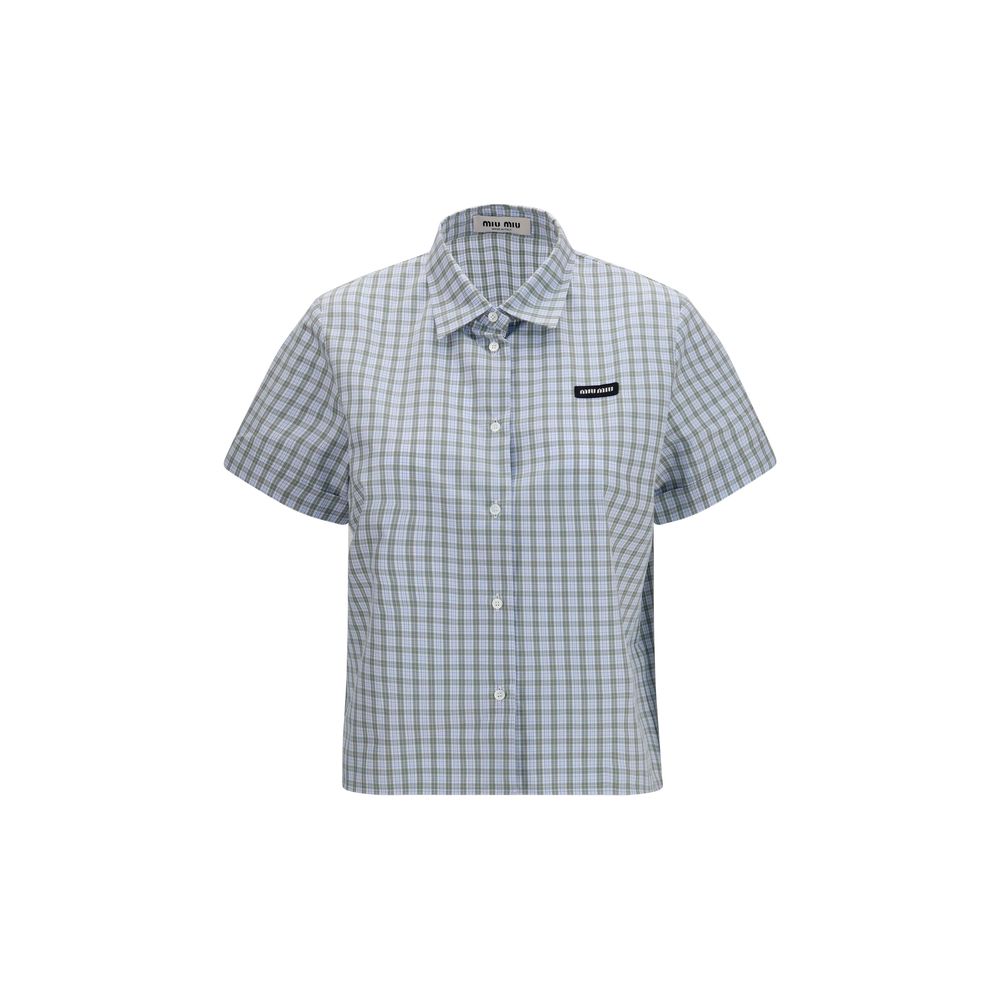 Miu Miu Blue Cotton Pattern Shirt