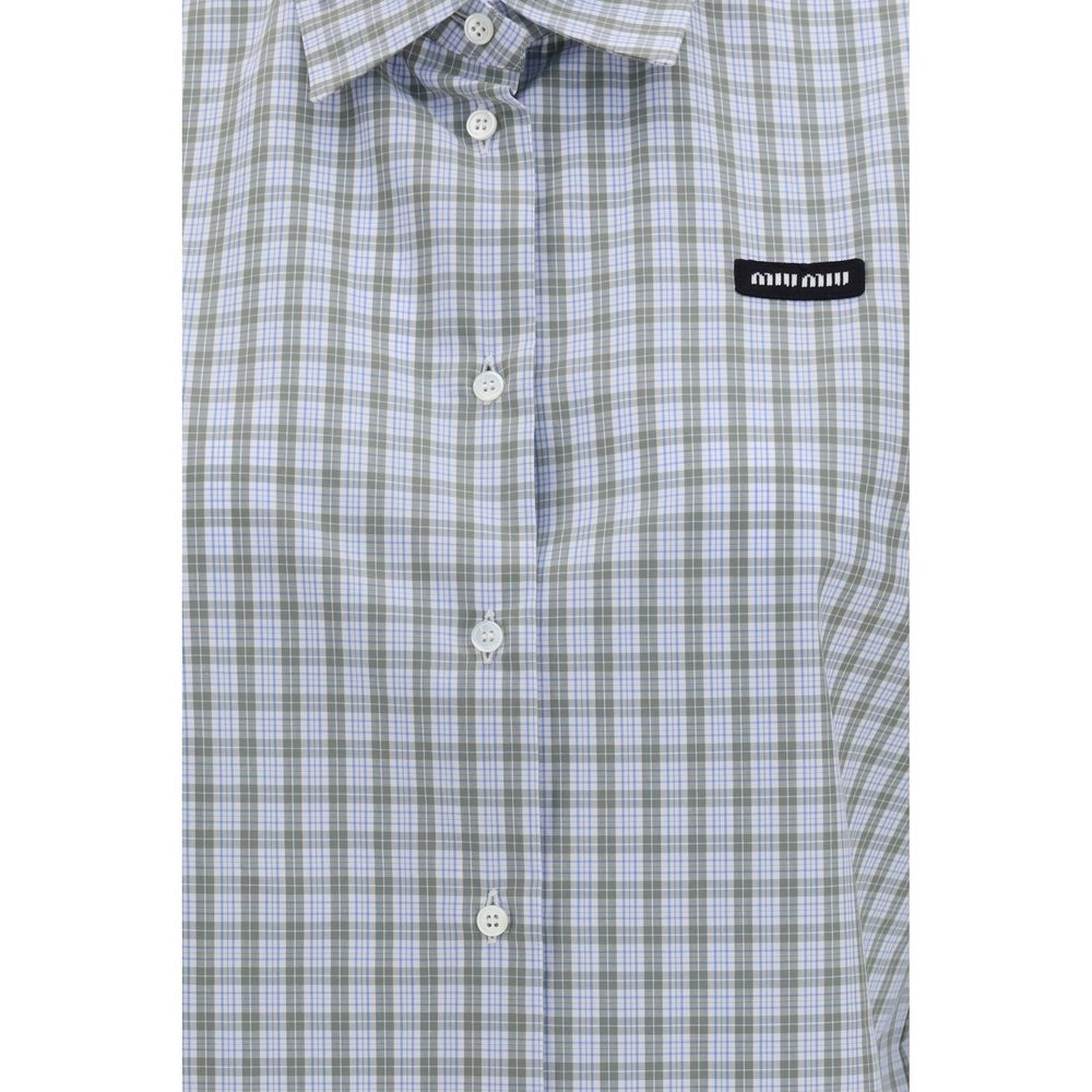 Miu Miu Blue Cotton Pattern Shirt