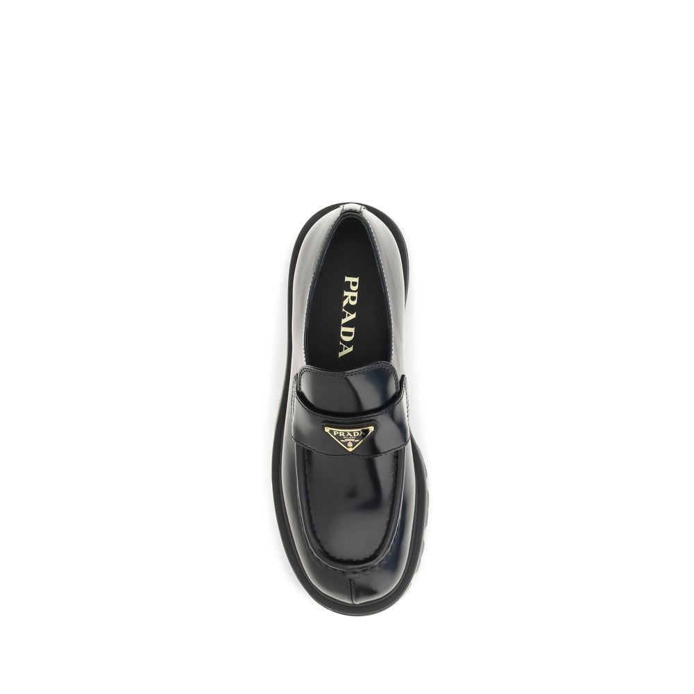 Prada Black Calf Leather Bos Taurus Slip-On Loafers