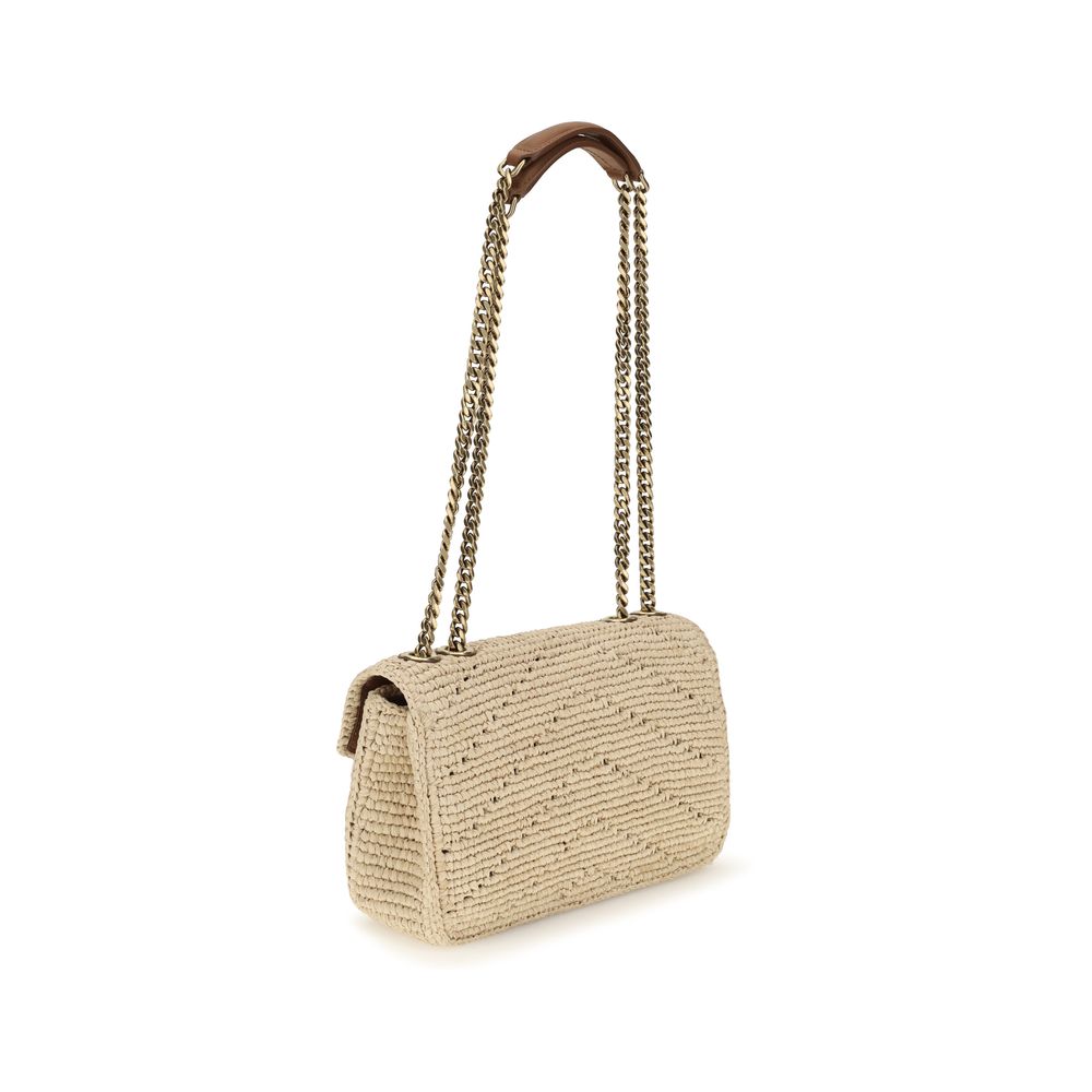 Saint Laurent Beige Raffia Shoulder Bag