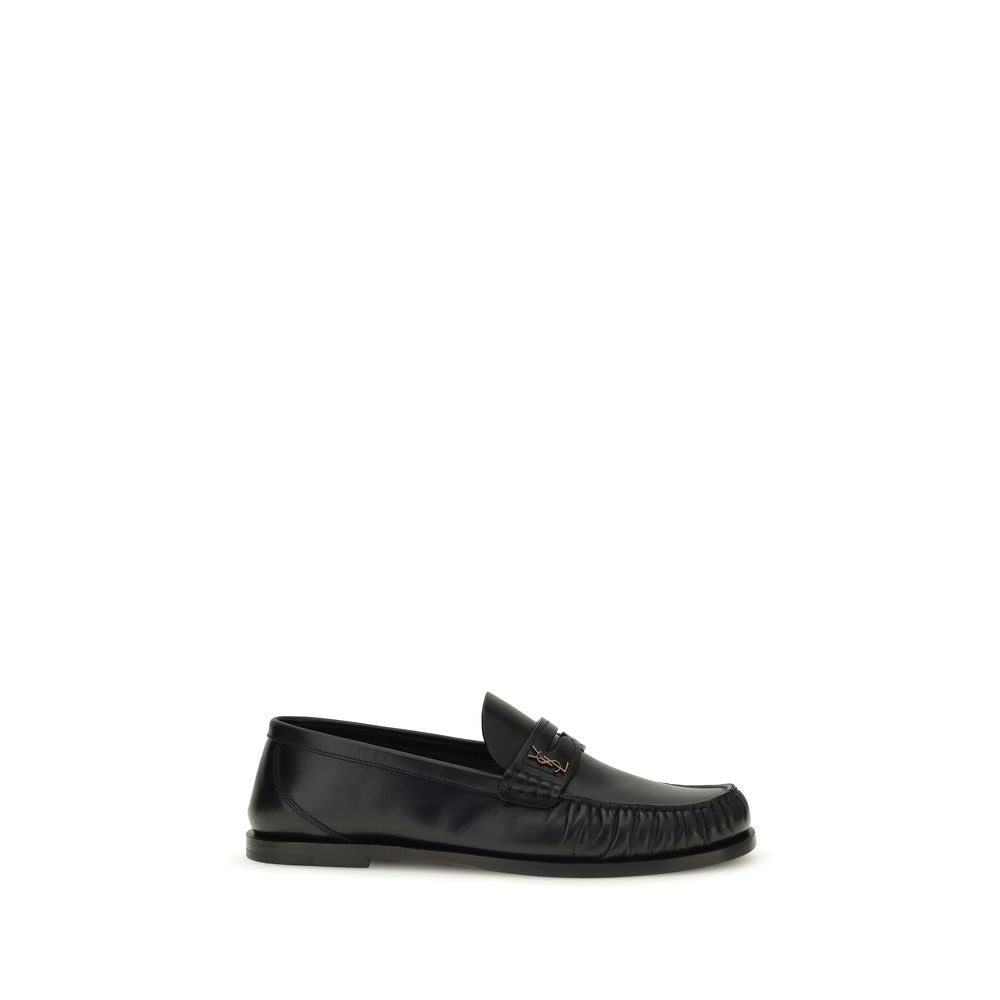 Saint Laurent Black Calf Leather Bos Taurus Slip-On Loafers