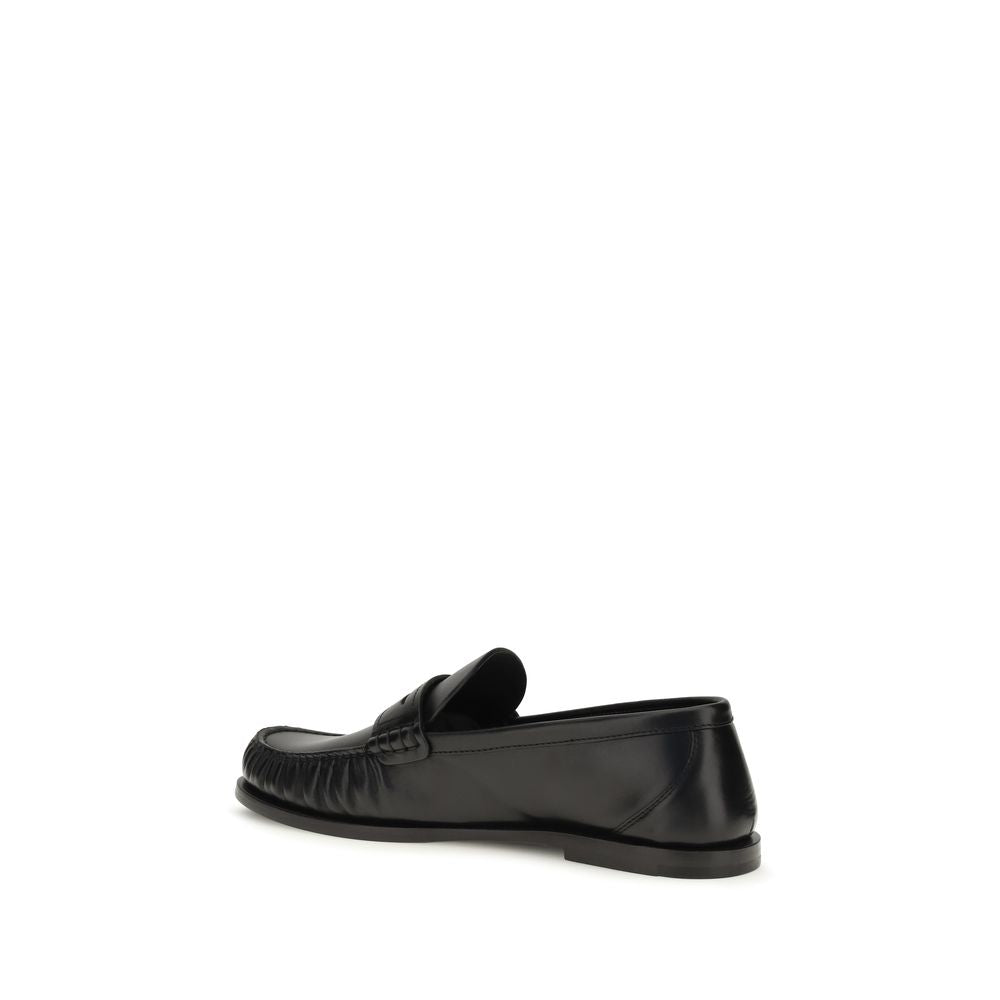 Saint Laurent Black Calf Leather Bos Taurus Slip-On Loafers