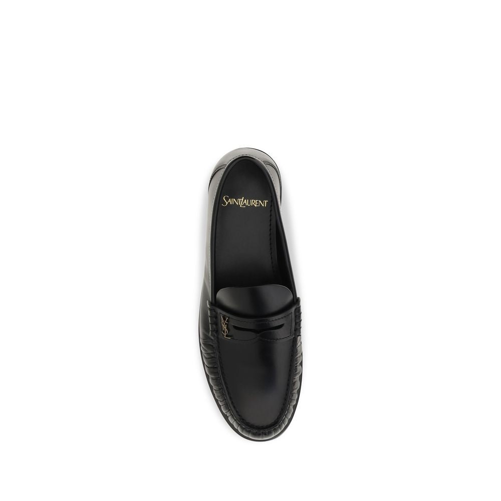 Saint Laurent Black Calf Leather Bos Taurus Slip-On Loafers