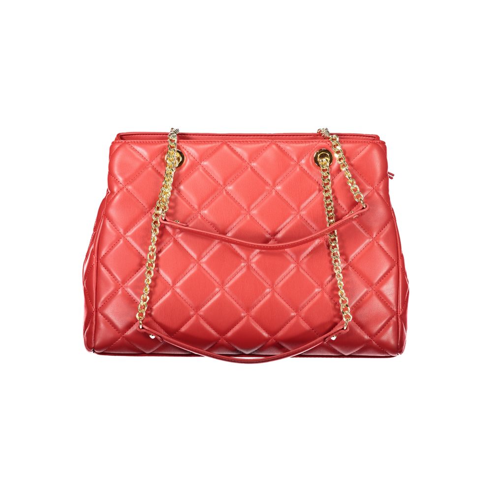 Mario Valentino Rosso Polyurethane Women's Bag with Chain and Zip Closure