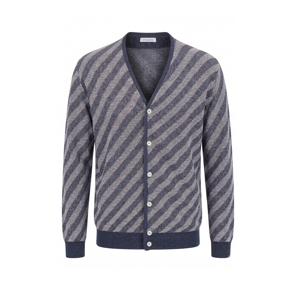 Malo Blue Linen Men Cardigan