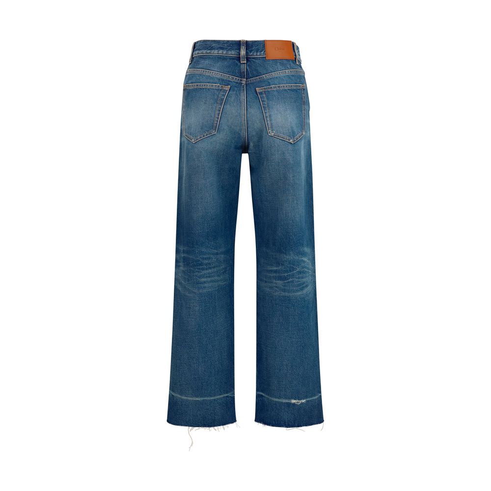 Chloé Blue Cotton Bootcut Jeans
