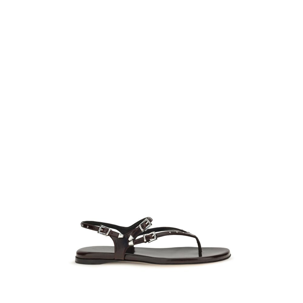 Chloé Black Calf Leather Bos Taurus Flat Sandals