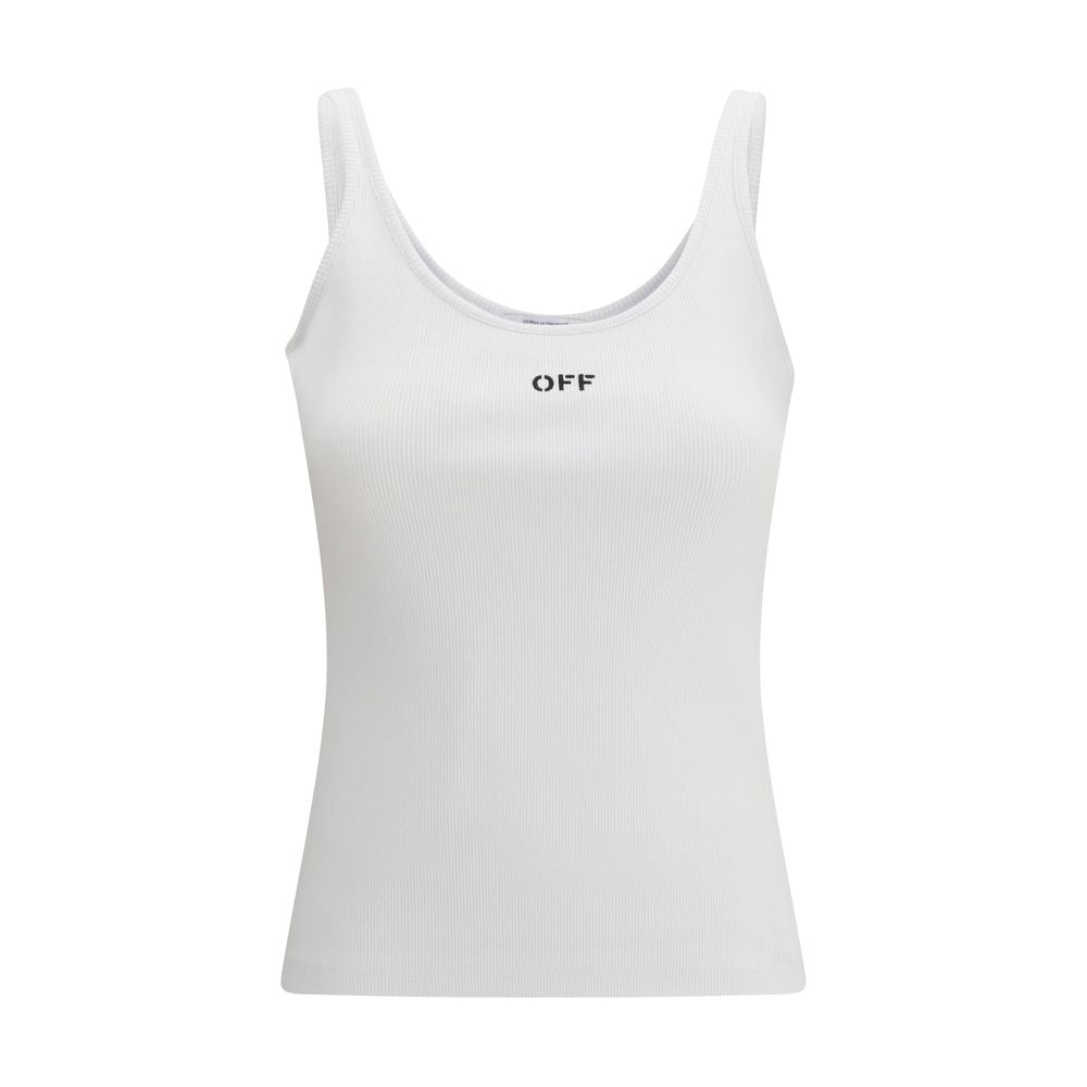 Off-White White Cotton Sleeveles T-Shirt