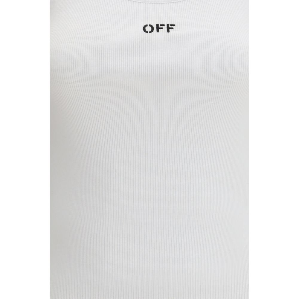Off-White White Cotton Sleeveles T-Shirt