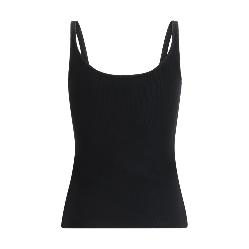 Off-White Black Cotton Sleeveles T-Shirt