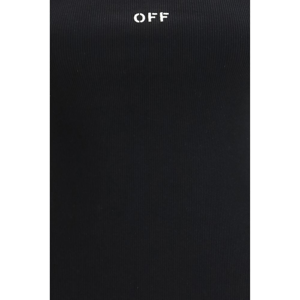 Off-White Black Cotton Sleeveles T-Shirt