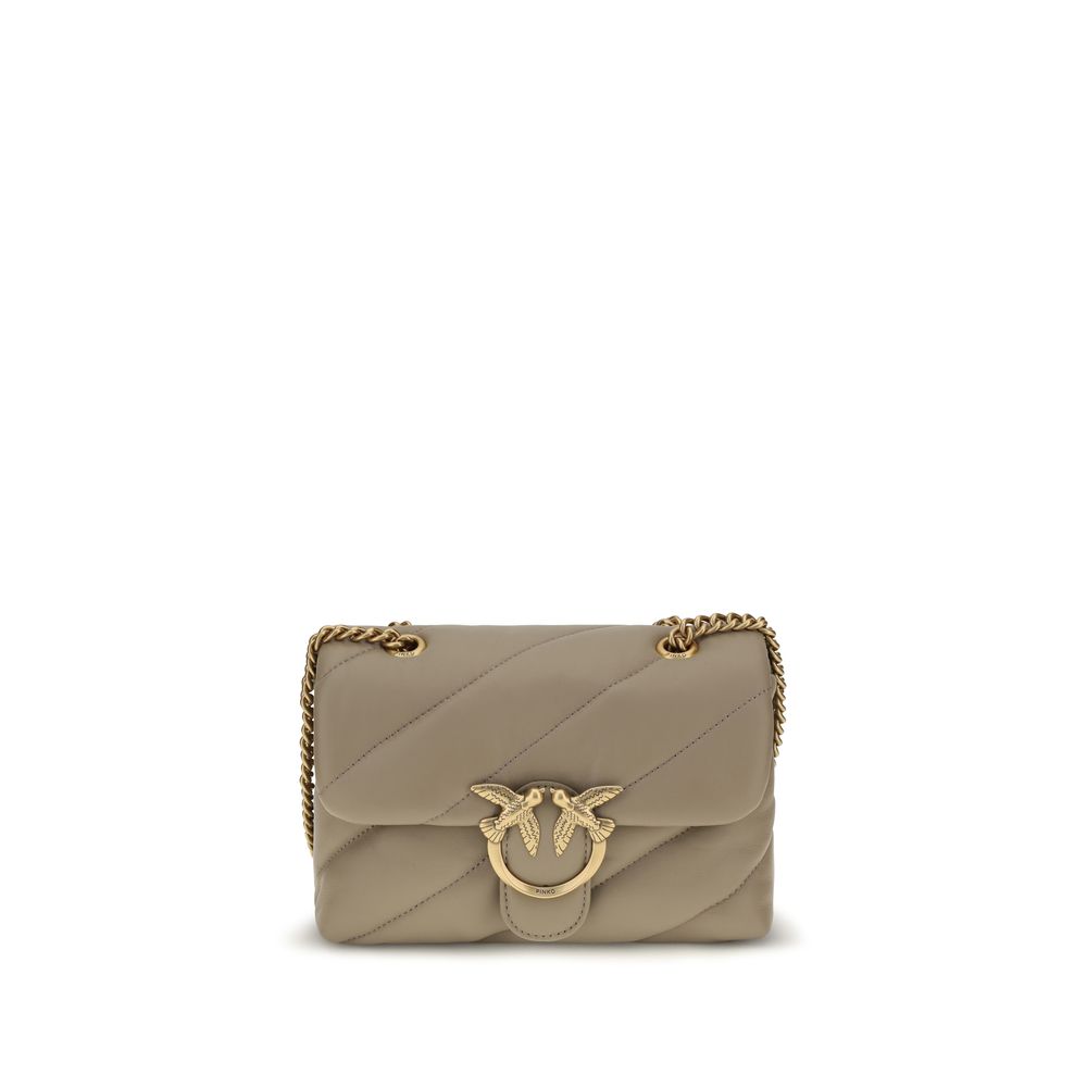 PINKO Beige Calf Leather Bos Taurus Shoulder Bag