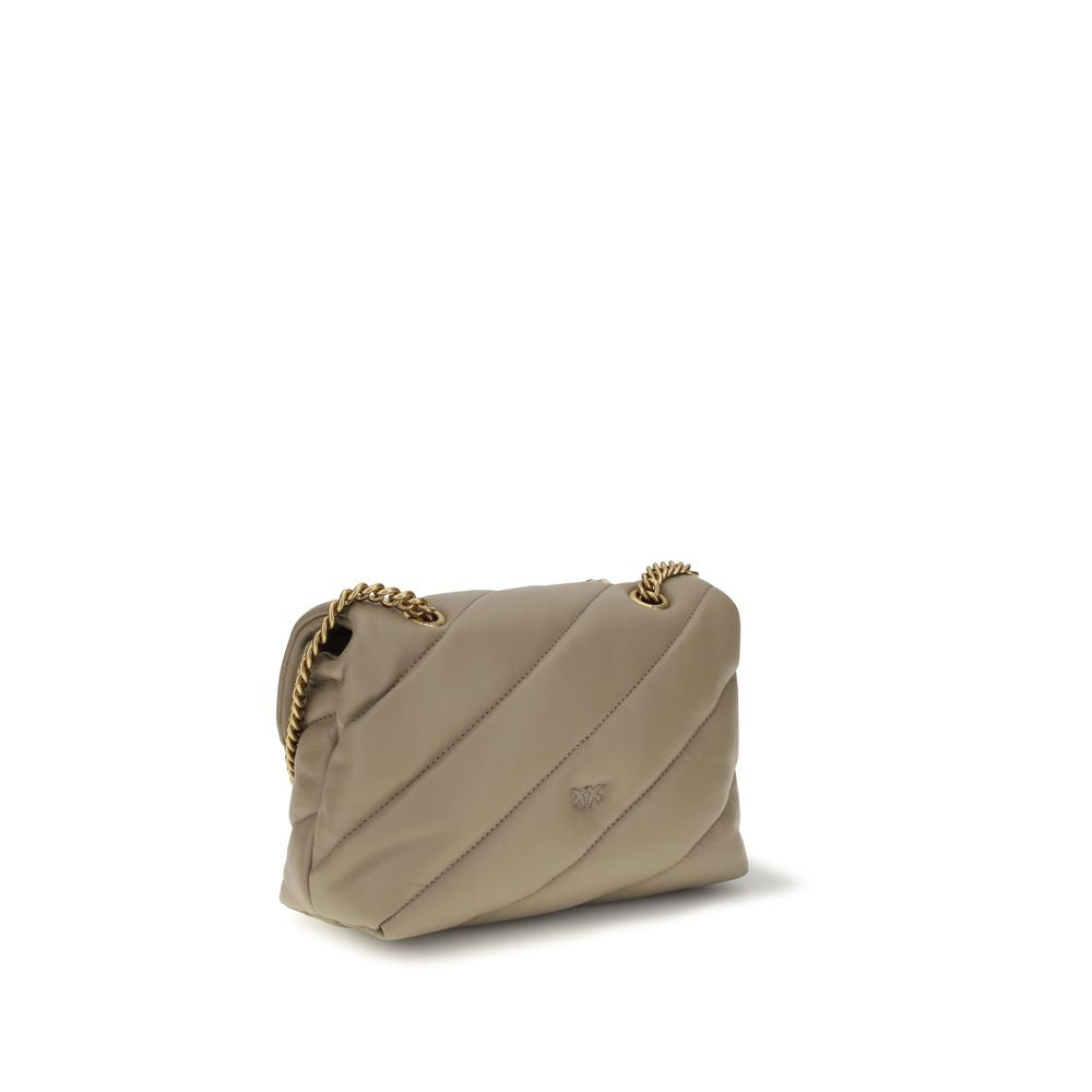 PINKO Beige Calf Leather Bos Taurus Shoulder Bag