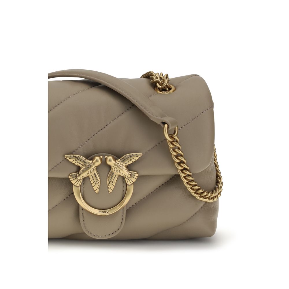 PINKO Beige Calf Leather Bos Taurus Shoulder Bag