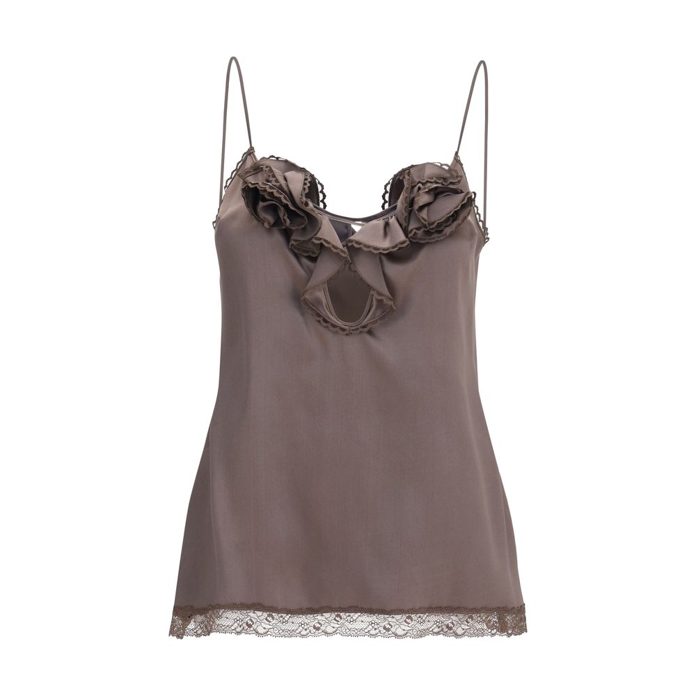 Magda Butrym Brown Silk Sleeveles T-Shirt