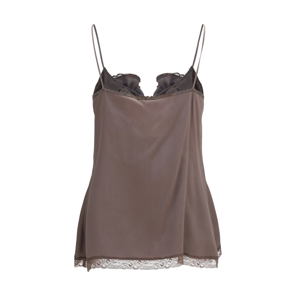 Magda Butrym Brown Silk Sleeveles T-Shirt