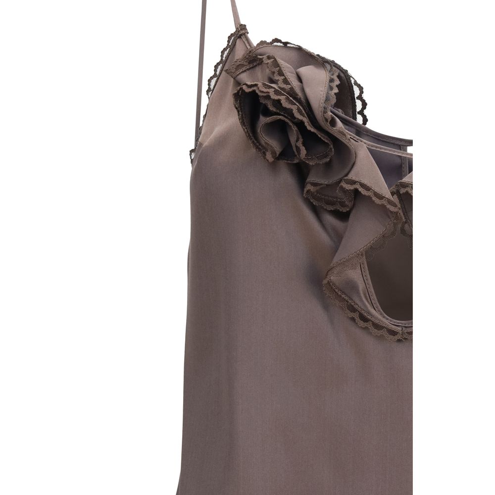 Magda Butrym Brown Silk Sleeveles T-Shirt