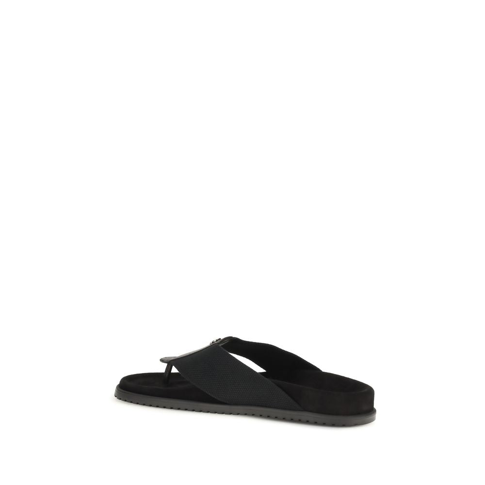 Dolce & Gabbana Black Polyester Flip-Flop Sandals