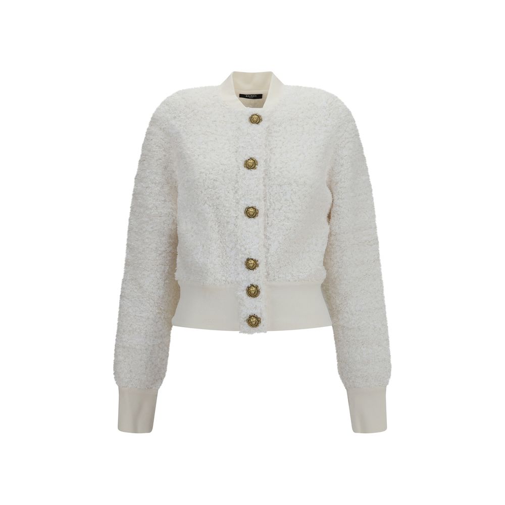 Balmain White Viscose Bomber
