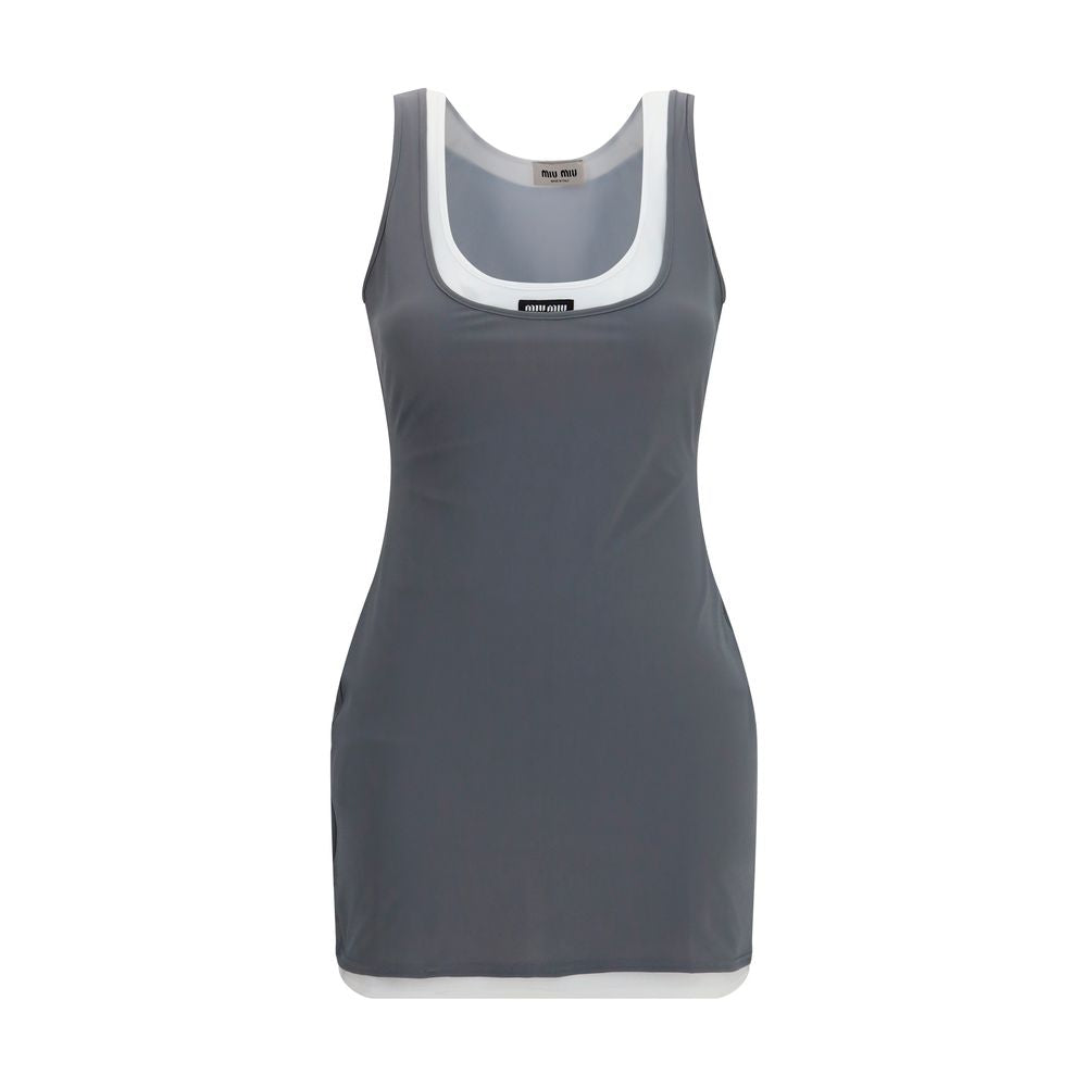 Miu Miu Gray Recycled Polyamide Casual Dress