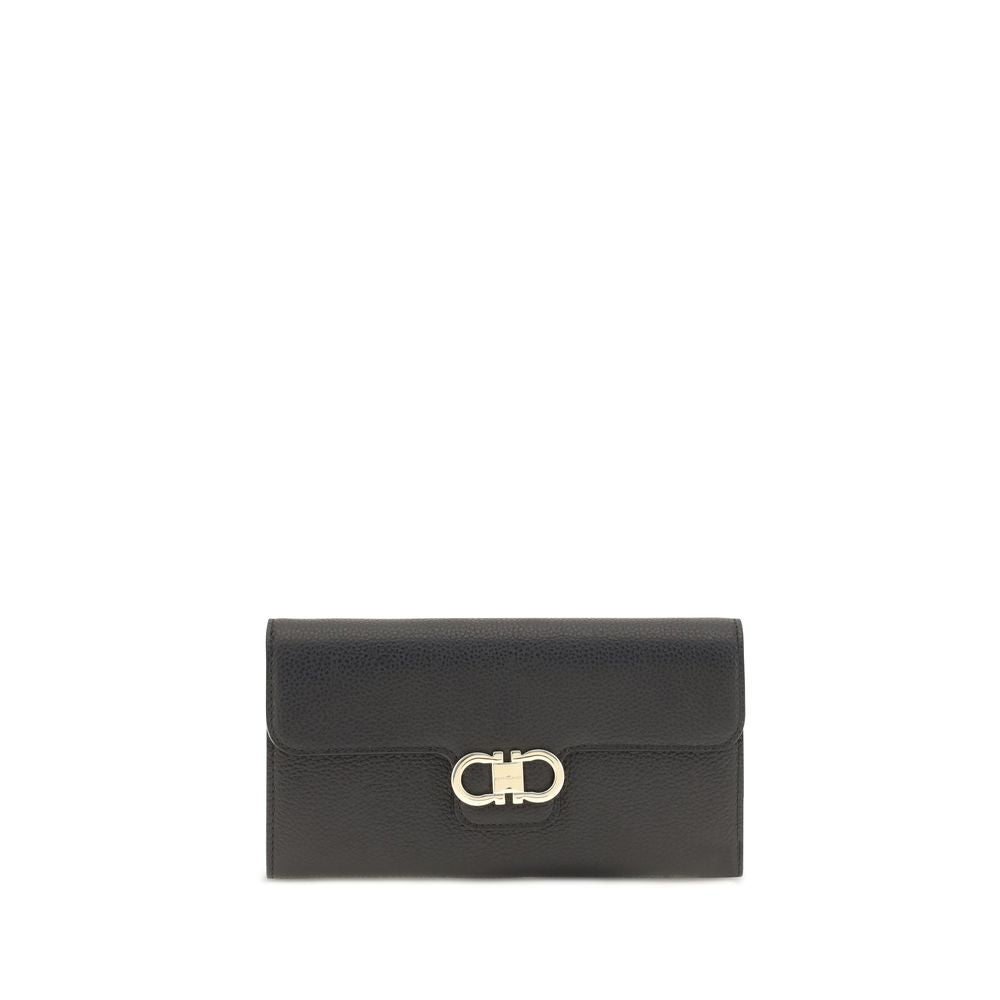 Ferragamo Black Calf Leather Bos Taurus Wallet