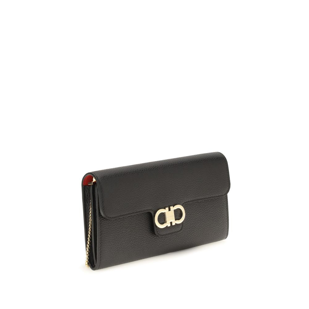 Ferragamo Black Calf Leather Bos Taurus Wallet