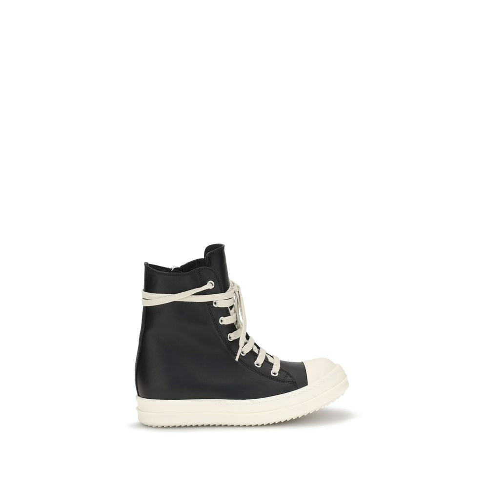 Rick Owens Black Calf Leather Bos Taurus High Top Sneakers
