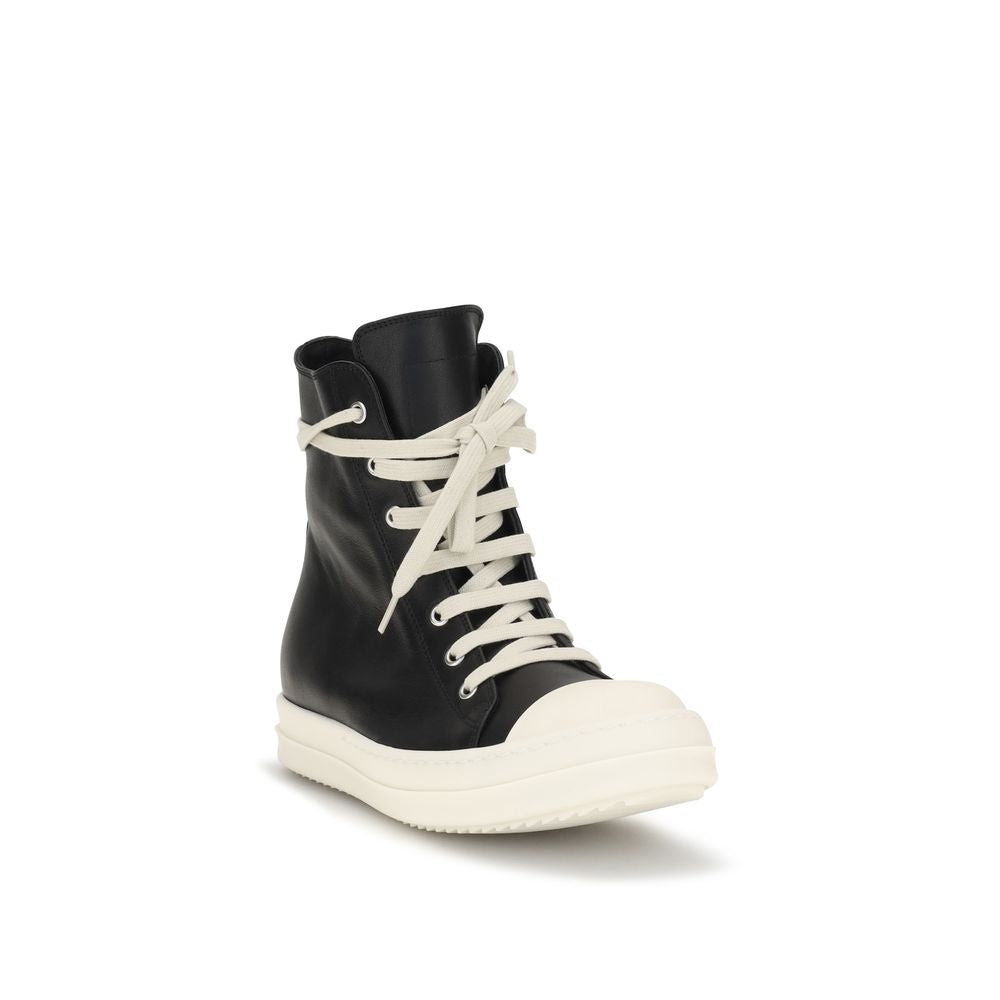 Rick Owens Black Calf Leather Bos Taurus High Top Sneakers