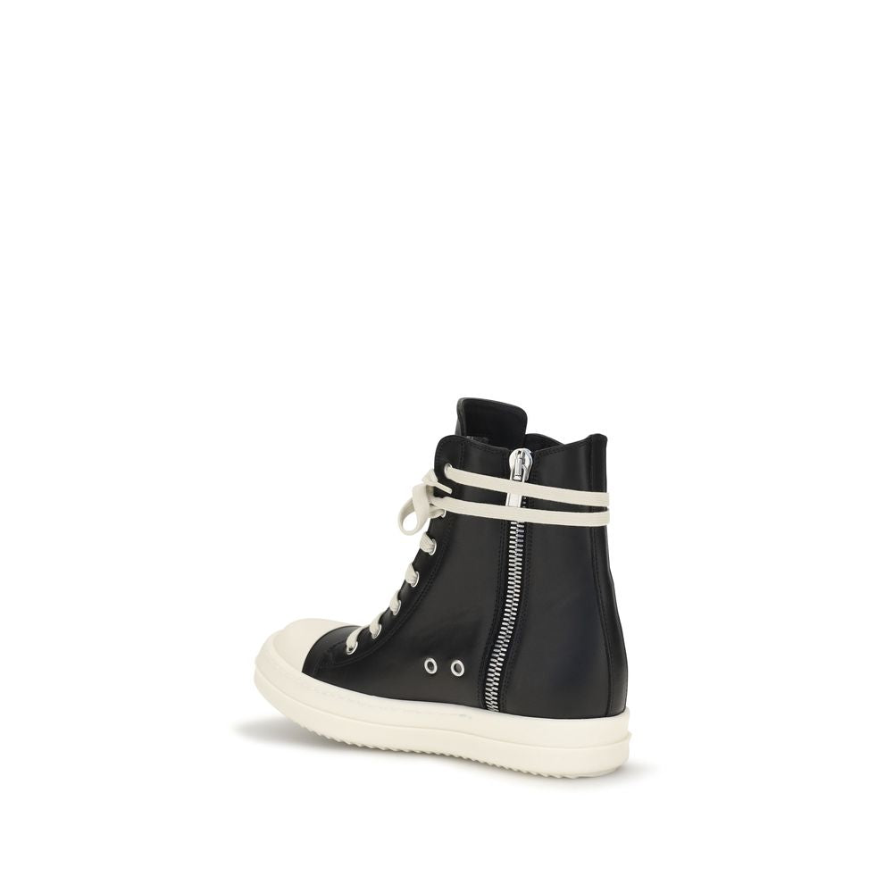 Rick Owens Black Calf Leather Bos Taurus High Top Sneakers