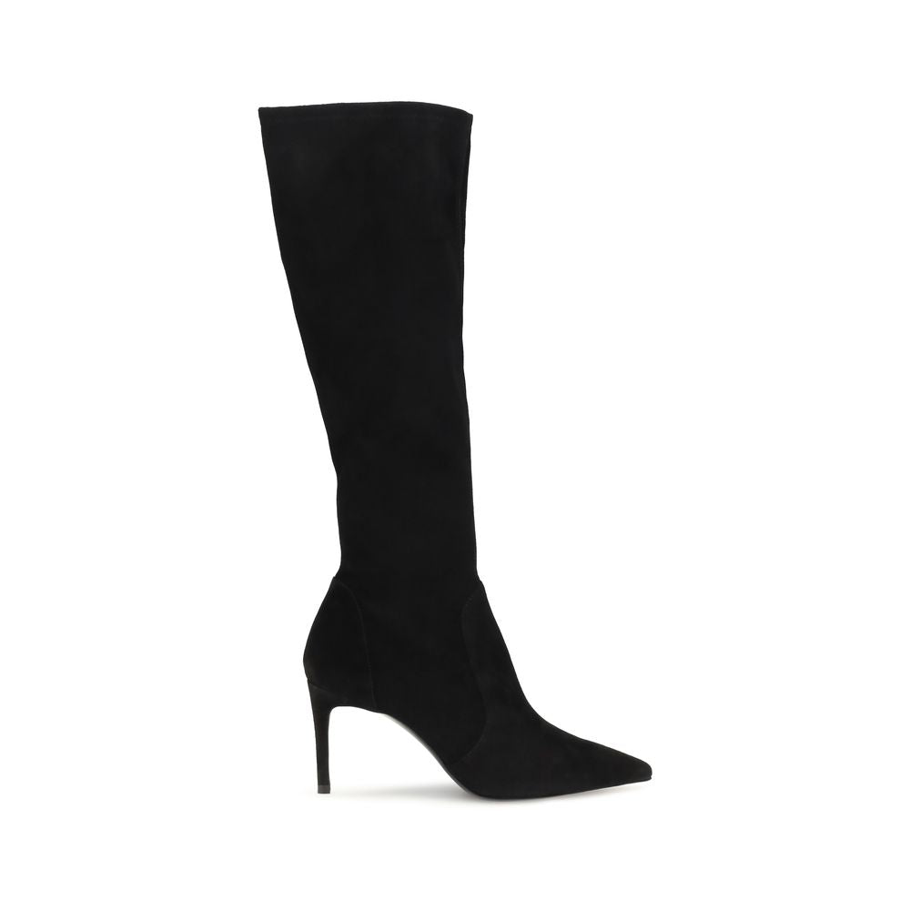 Stuart Weitzman Black Calf Leather Bos Taurus Boots