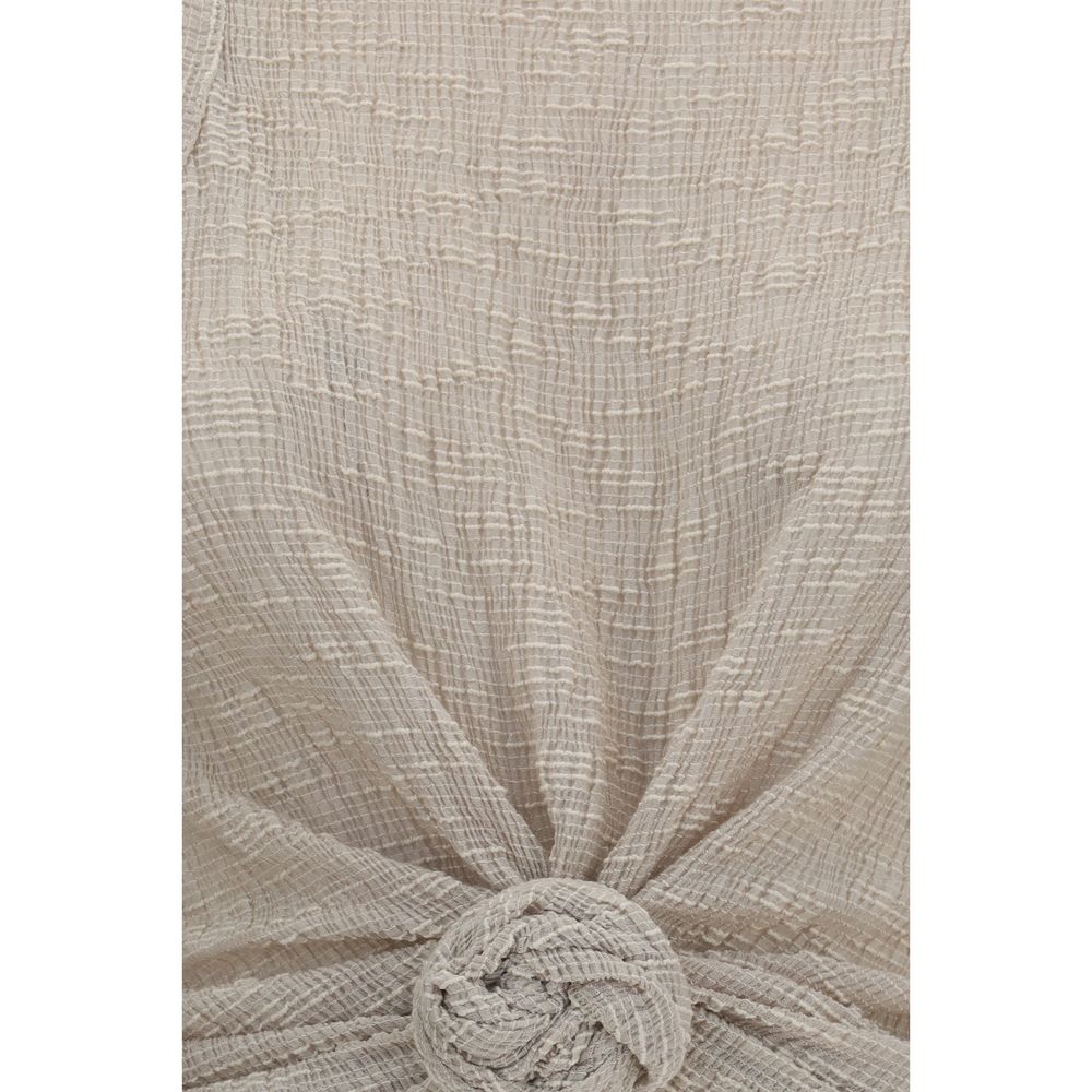 Magda Butrym Beige Lyocell Sleeveles T-Shirt